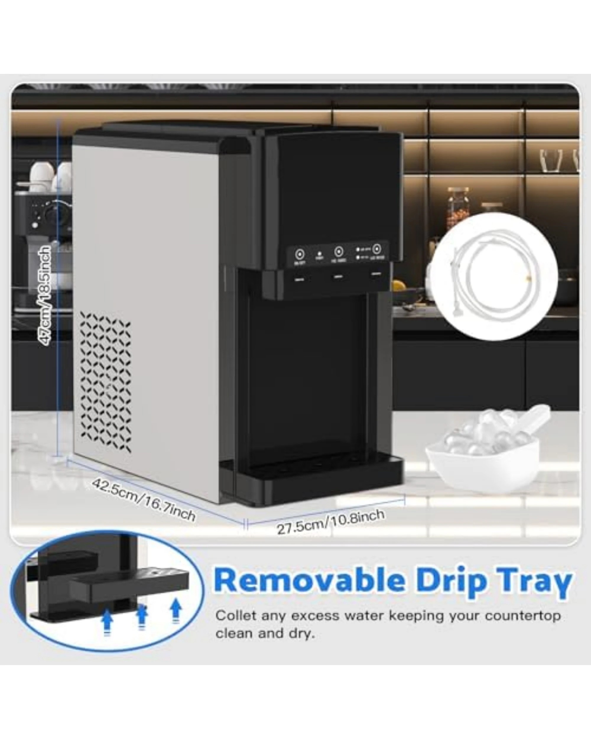 7 Advwin 3-in-1 Countertop Ice Maker Machine With Water Dispenser & Ice Crusher, 7 of 9