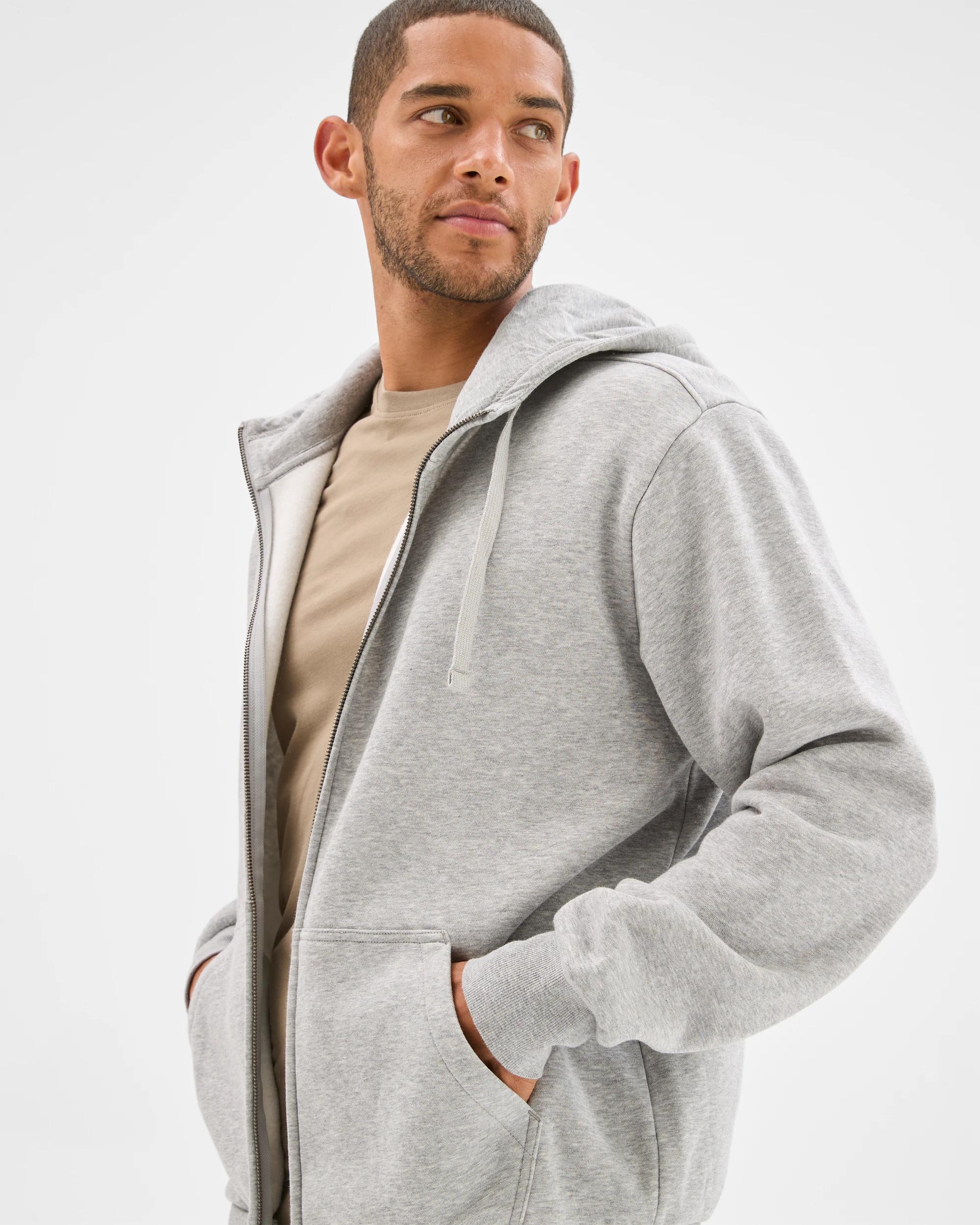 1 Target Man Zip Thru Hoodie GREY MARLE, 1 of 7