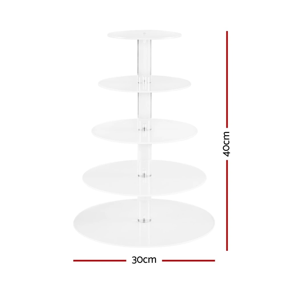 2 5-Star Chef Cake Stand 5 Tiers Acrylic Holder Display Round Clear Wedding Party - Clear, 2 of 4