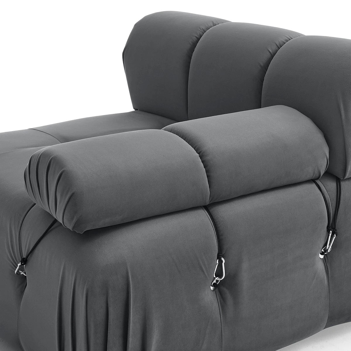 8 Foret 6 Seater Sofa Modular Arm Ottoman Tufted Velvet Lounge Couch Chaise Dark Grey, 8 of 9