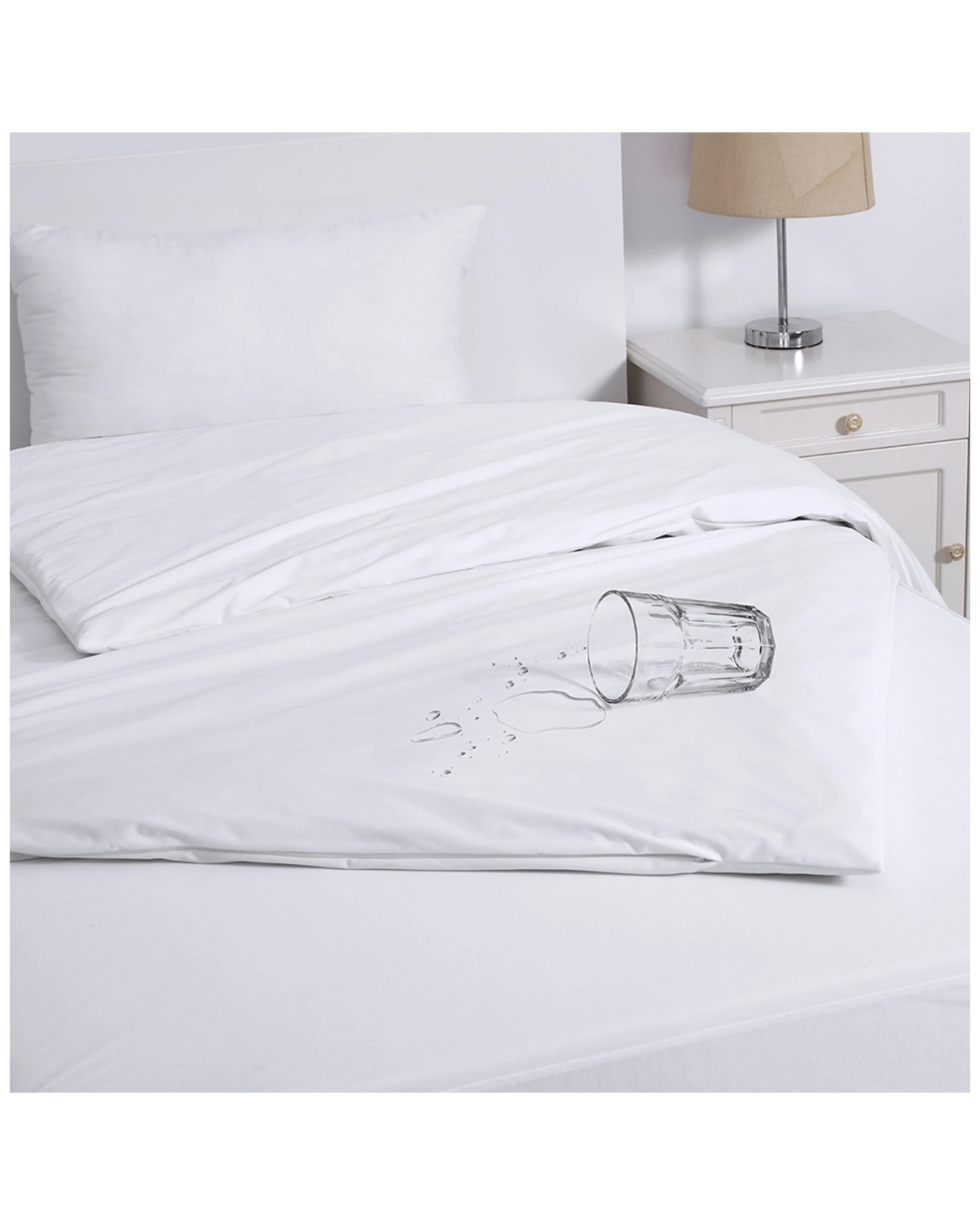 1 Jason Commercial Queen Bed Eva Clean Waterproof Quilt Protector 210x210cm - Queen Bed - White, 1 of 3