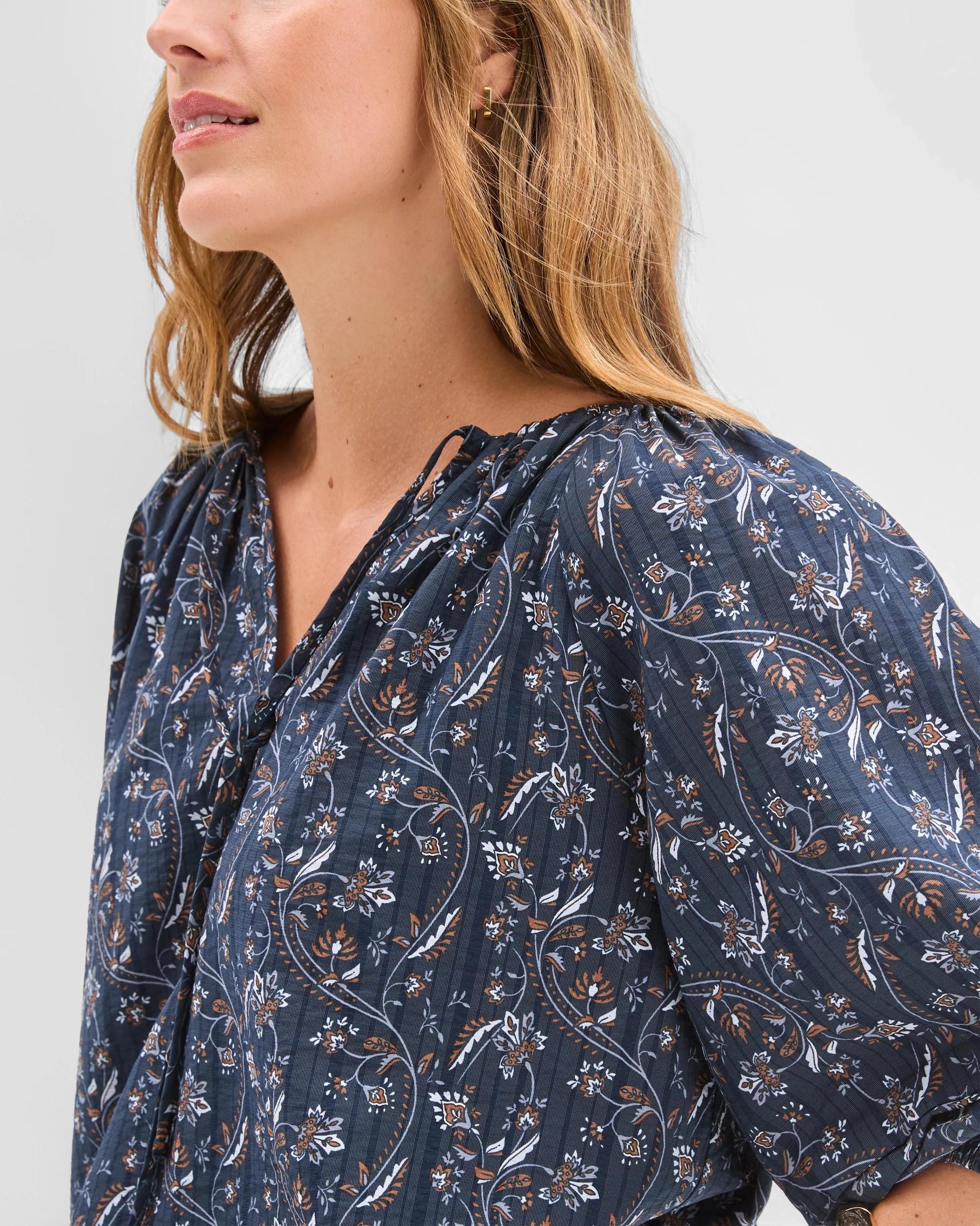 4 Target Woman Tie Detail Tuck Sleeve Blouse VINE FLORAL, 4 of 6