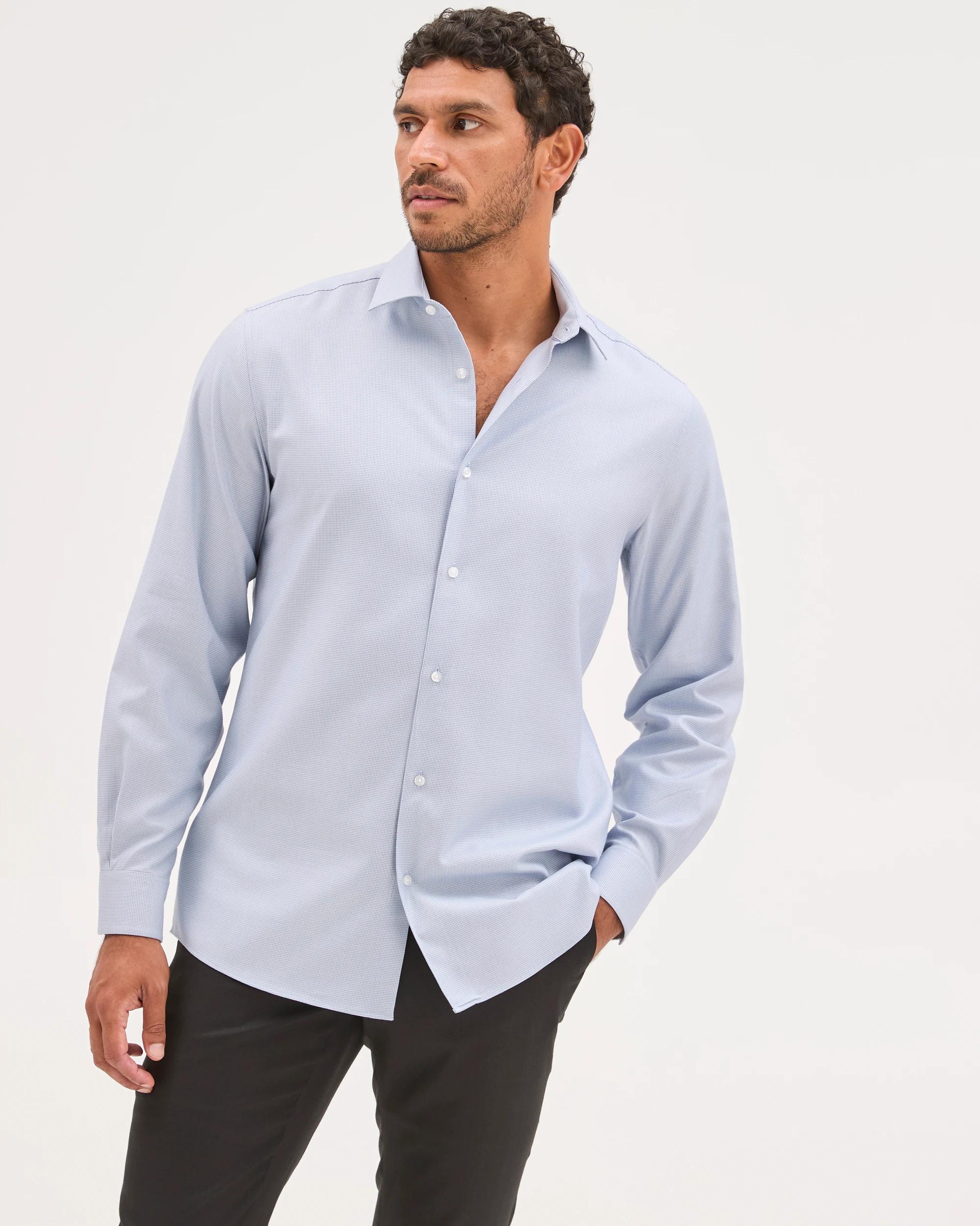 1 Preview Australian Cotton Micro Geo Print Shirt BLUE, 1 of 7