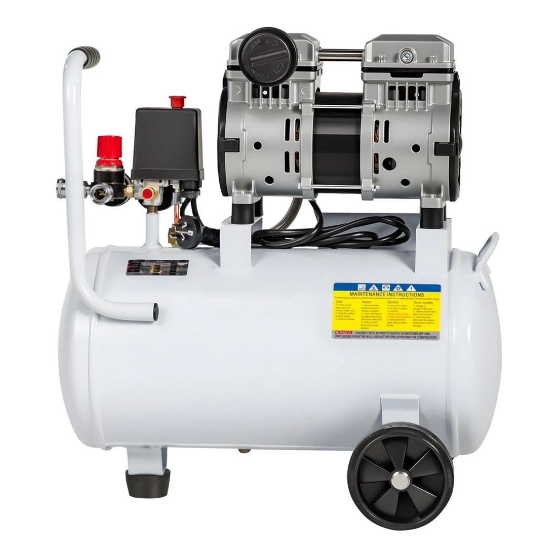 3 Giantz 24L Air Compressor Quiet 0.75HP Oil-Free Portable Tyre Inflator 40L/Min - White, 3 of 9