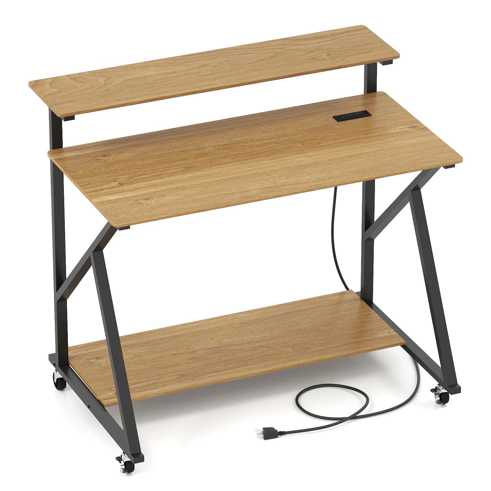 Costway Mobile Computer Desk Office Study Desk Gaming Writing Table w ...
