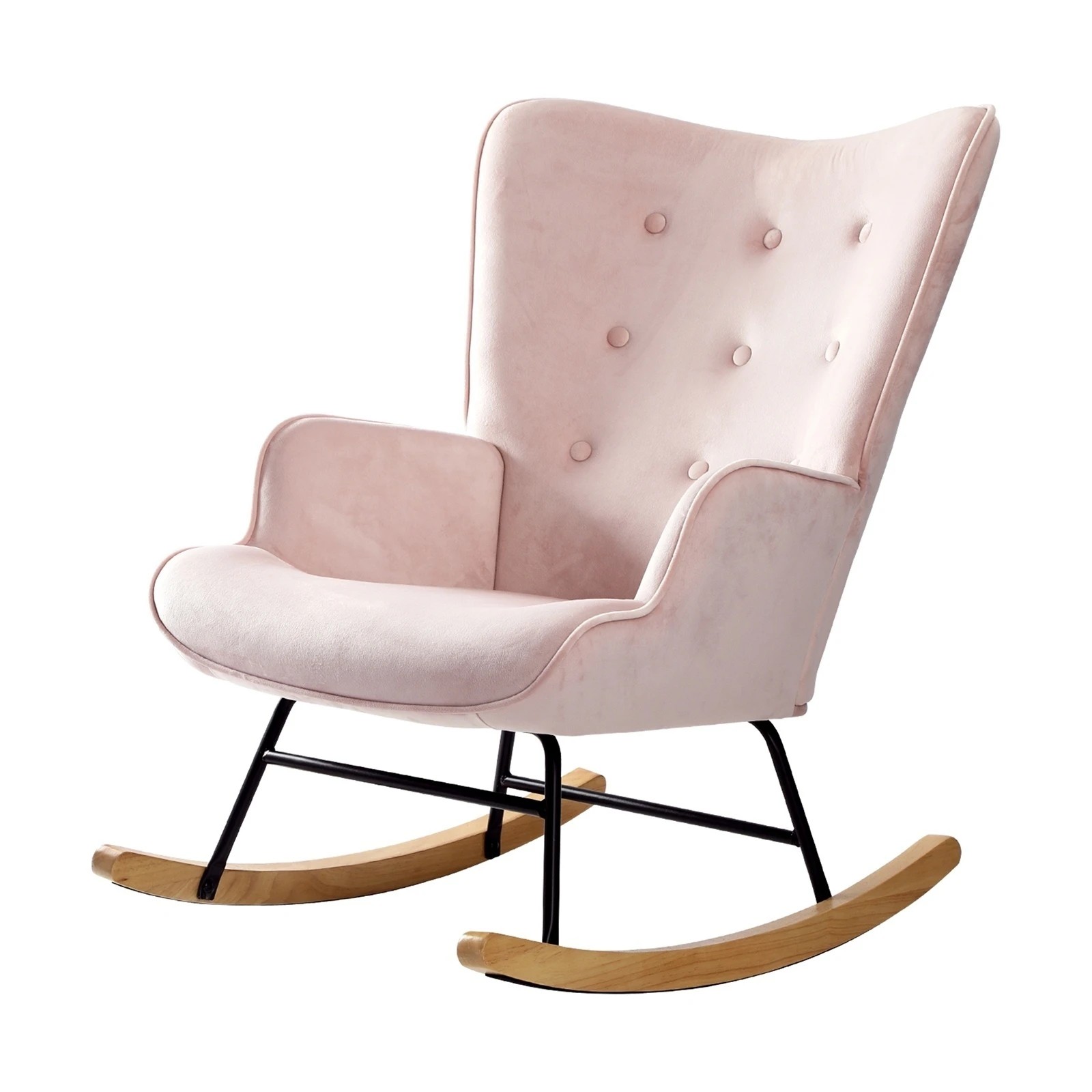 1 Oikiture Rocking Chair Nursing Armchair Velvet Accent Chairs Upholstered
 - Pink, 1 of 10