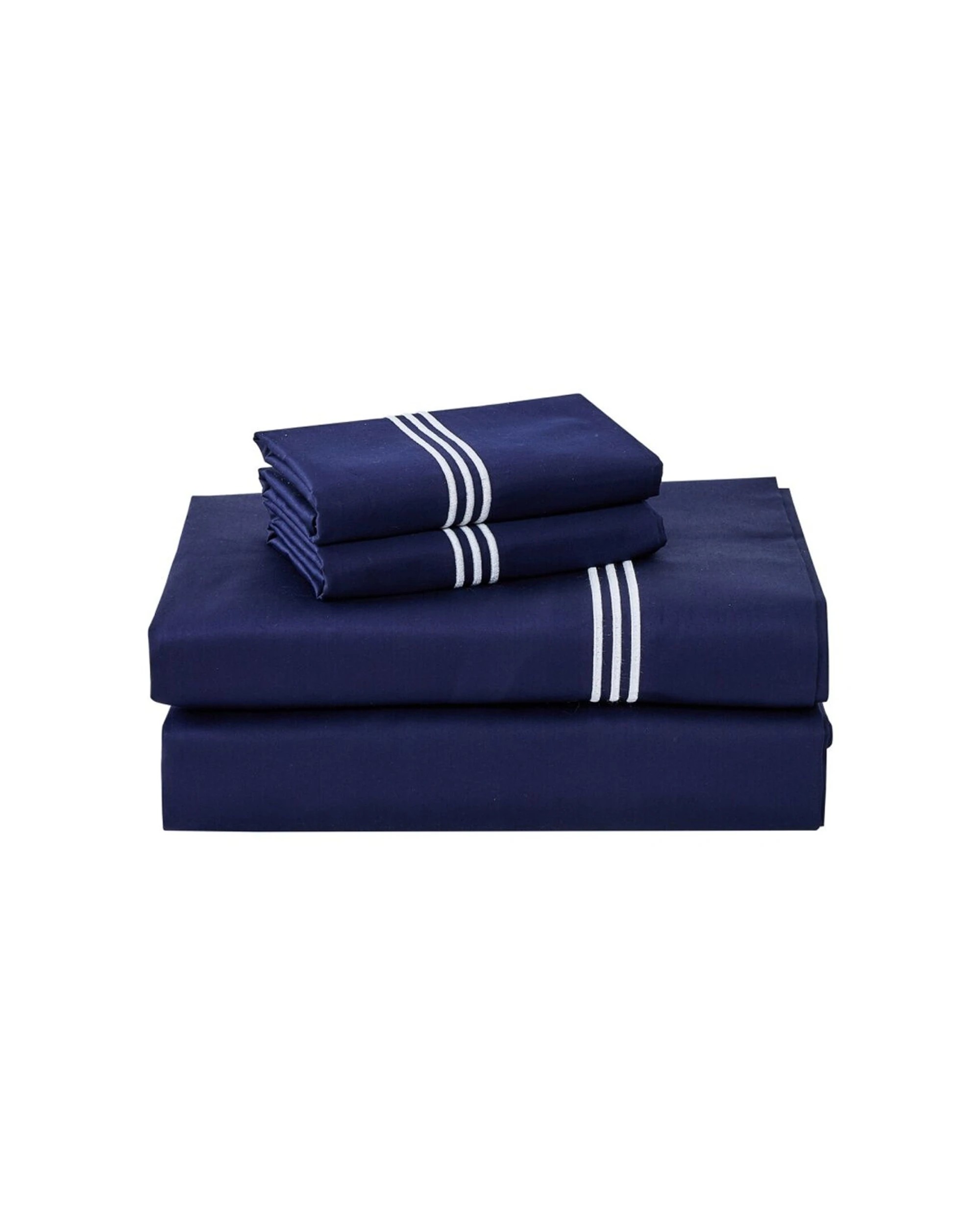 1 Grosvenor House 500TC Egyptian Cotton Hotel Embroidered Bed Bedding Sheet Set - Queen Bed - Blue, 1 of 8