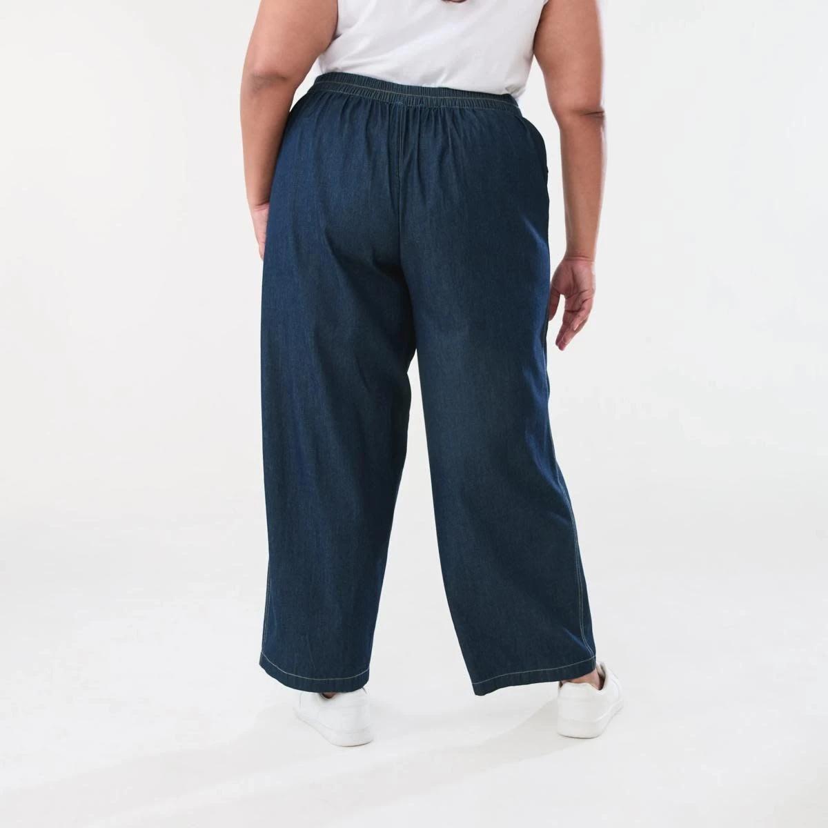 3 Curve Chambray Wide Leg Pants DARK DENIM WASH, 3 of 5