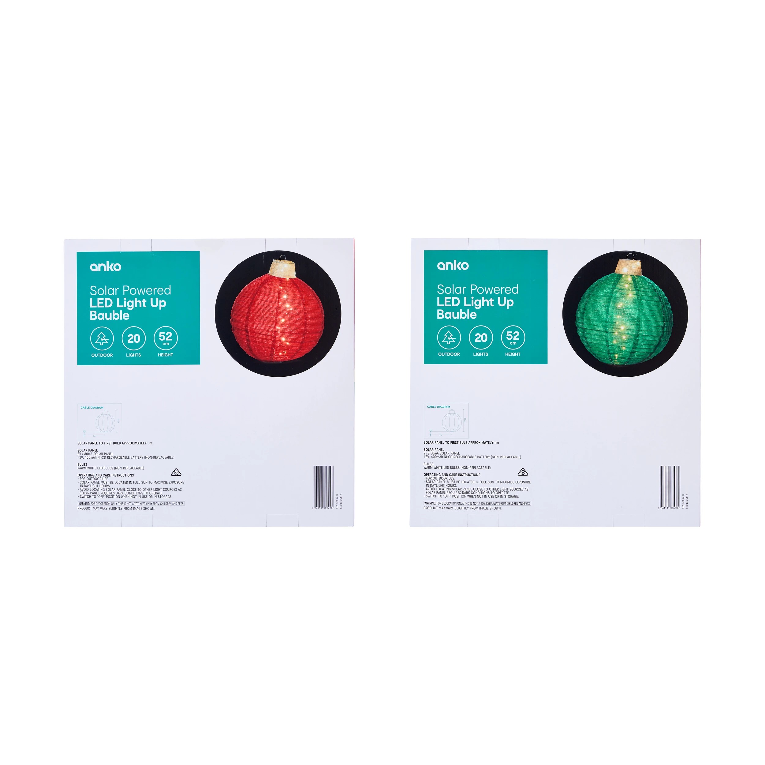 8 Solar Powered LED Light Up Bauble - Assorted, 8 of 8