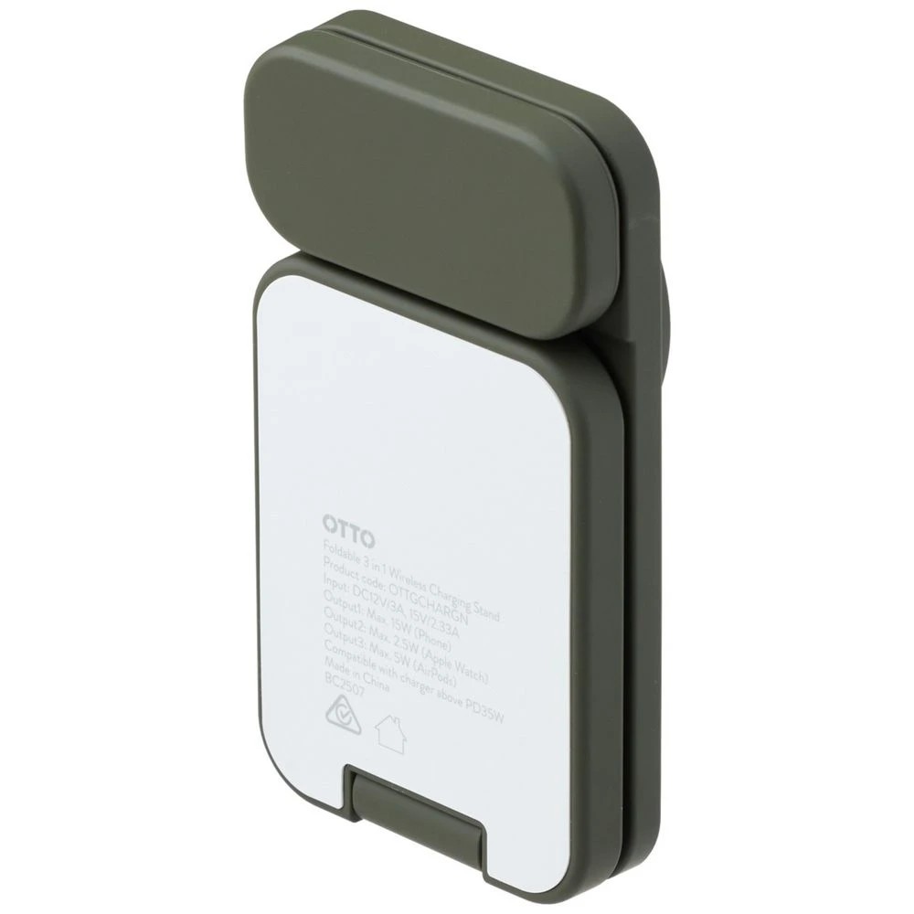 5 Otto On The Go Foldable 3 in 1 Wireless Charging Stand Green, 5 of 8