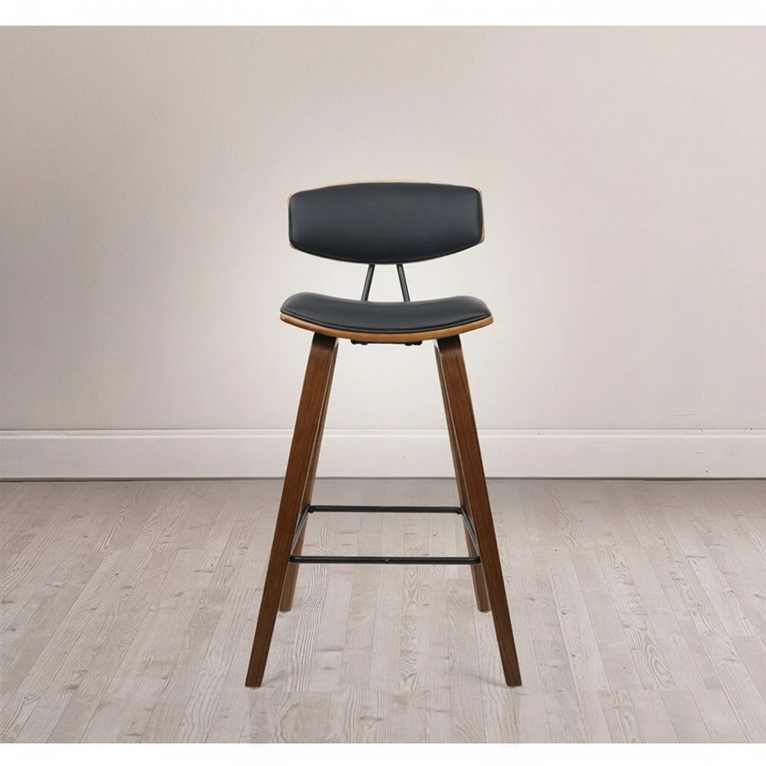 5 Artiss 2x Bar Stools Leather Padded w/Backrest - Black, 5 of 8