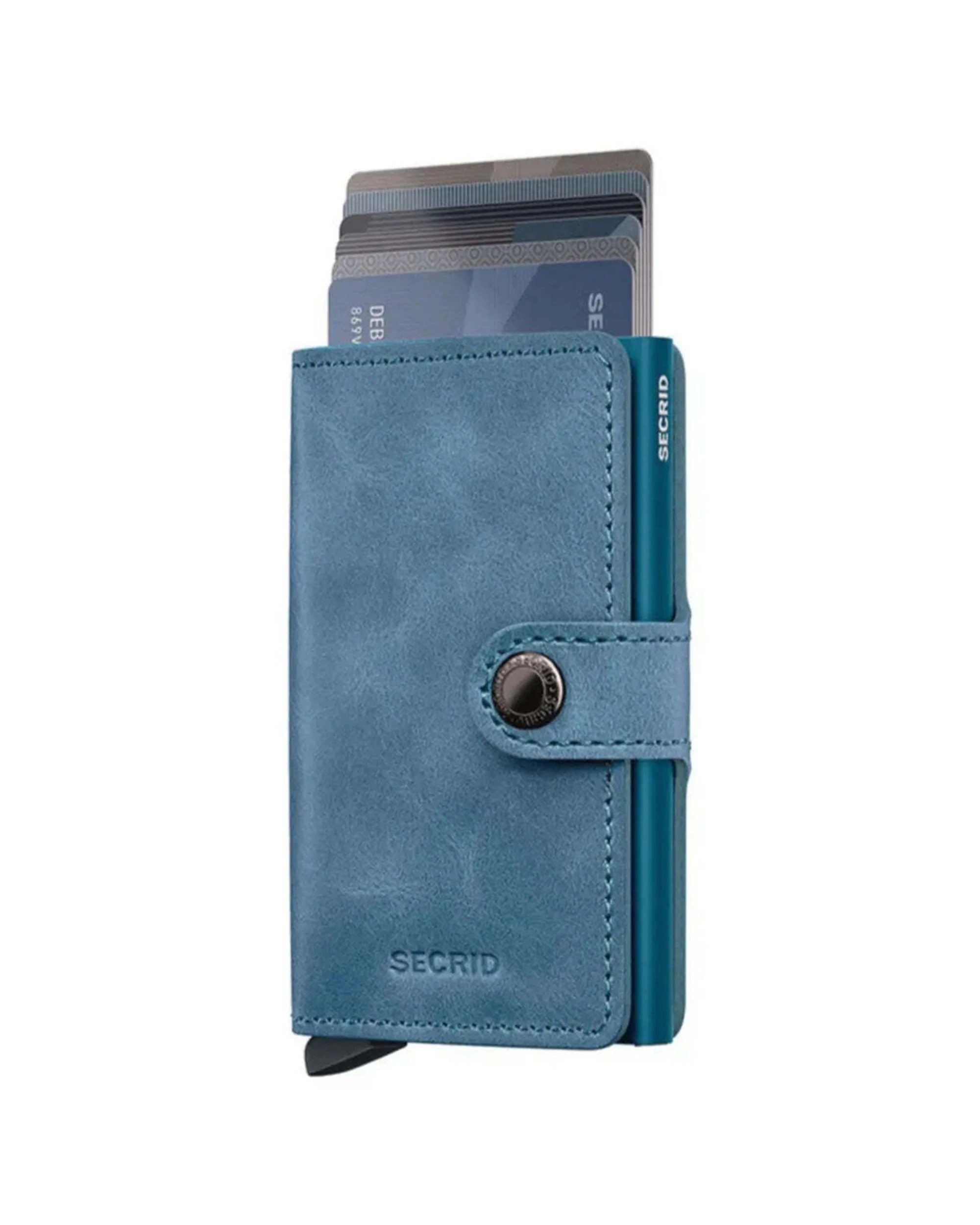 2 Secrid Miniwallet Compact RFID Wallet Vintage Aluminium Leather Vintage Teal - Blue, 2 of 5