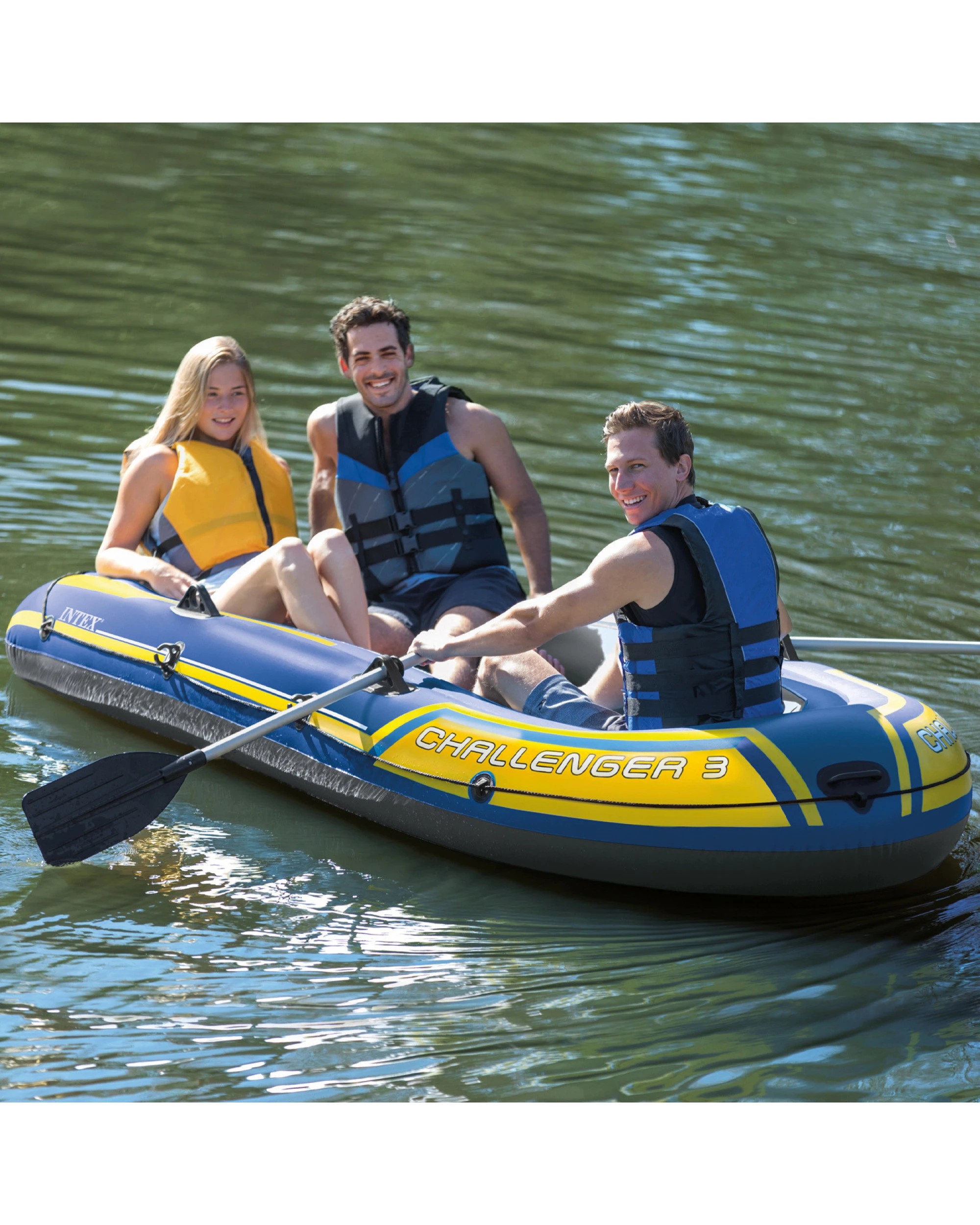 5 Intex 68370NP Challenger 3 Inflatable Boat Set - Blue, 5 of 9