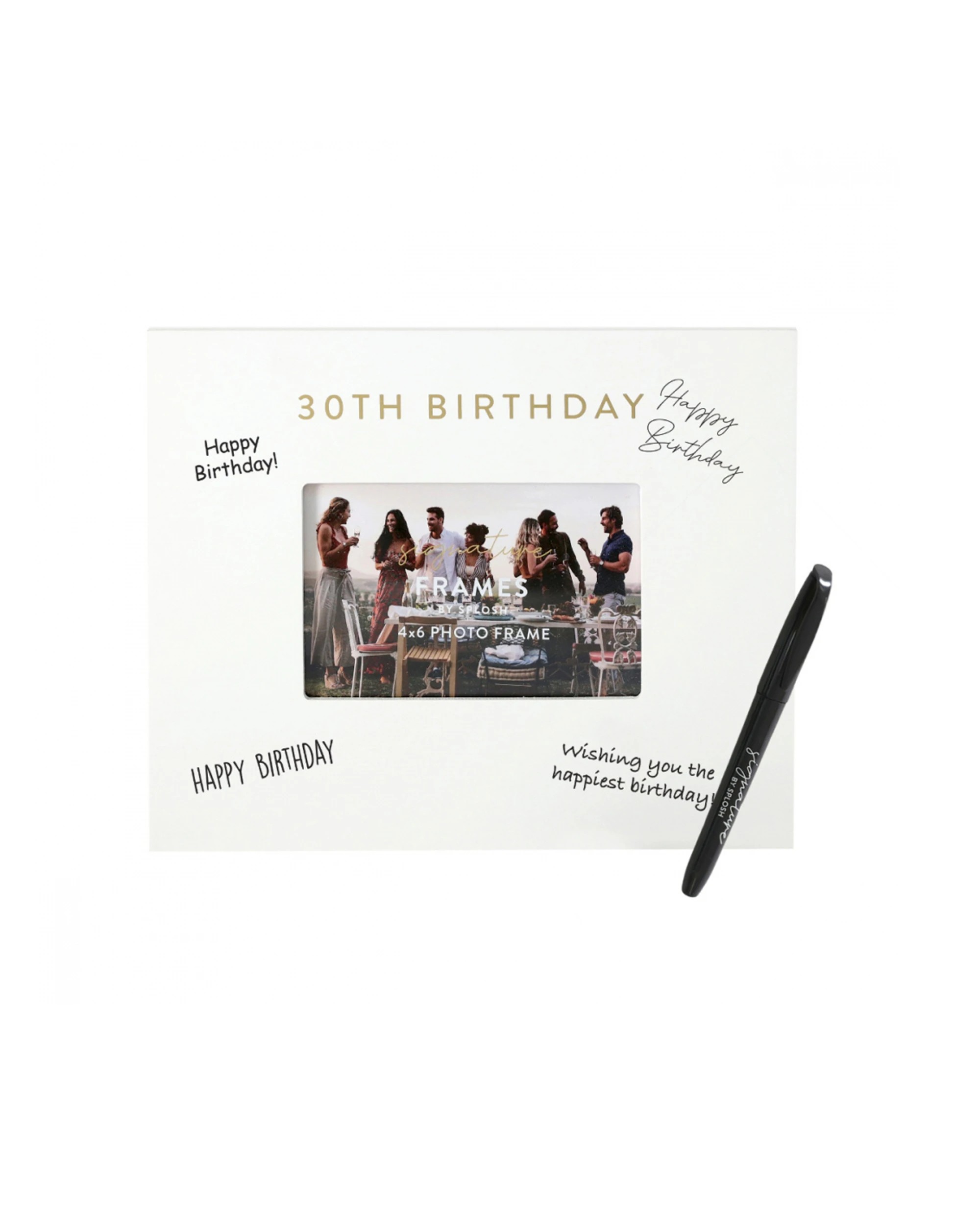 3 Splosh 30th Birthday Signature Photo Frame W/ Marker Home Decor 27.5x23cm White
 - White, 3 of 3