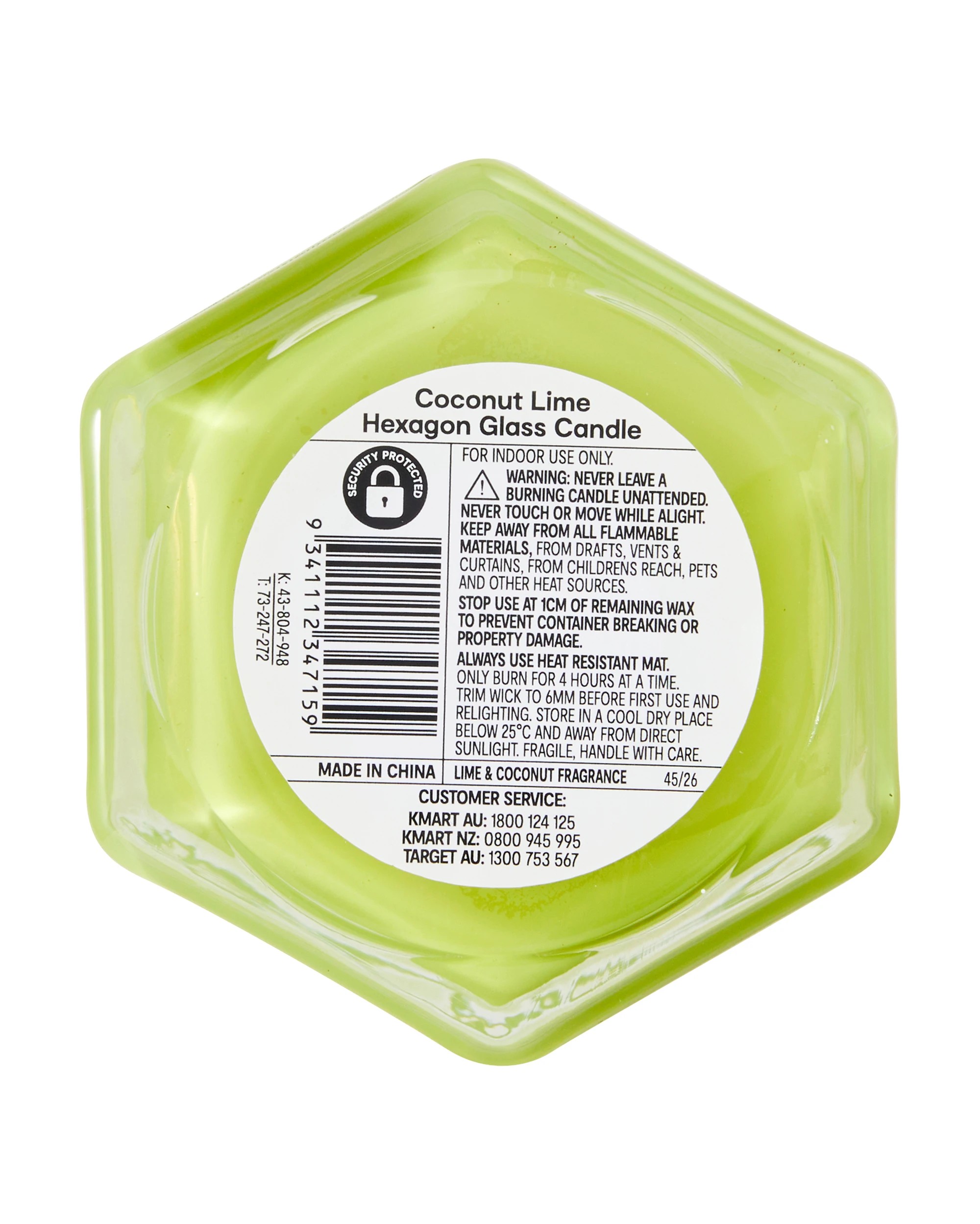 Coconut Lime Hexagon Glass Candle - Kmart