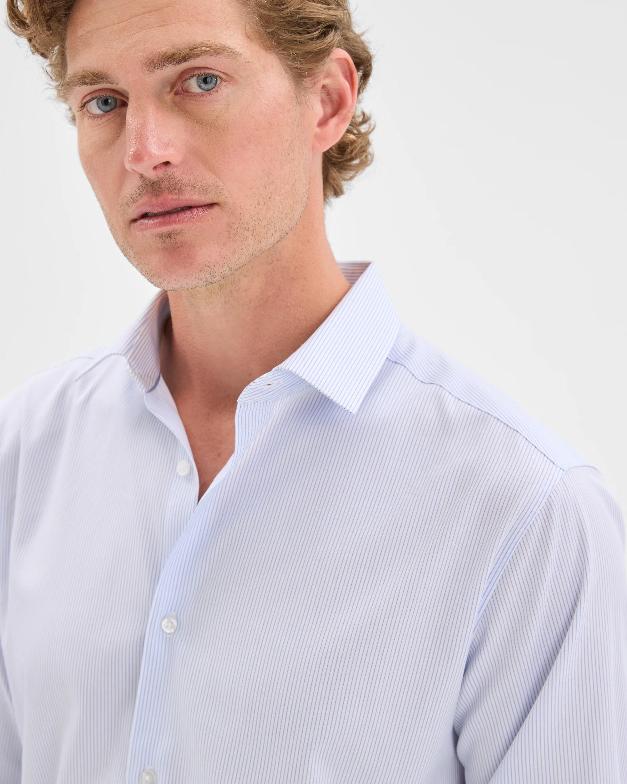5 Preview Australian Cotton Business Stripe Shirt BLUE PIN, 5 of 6