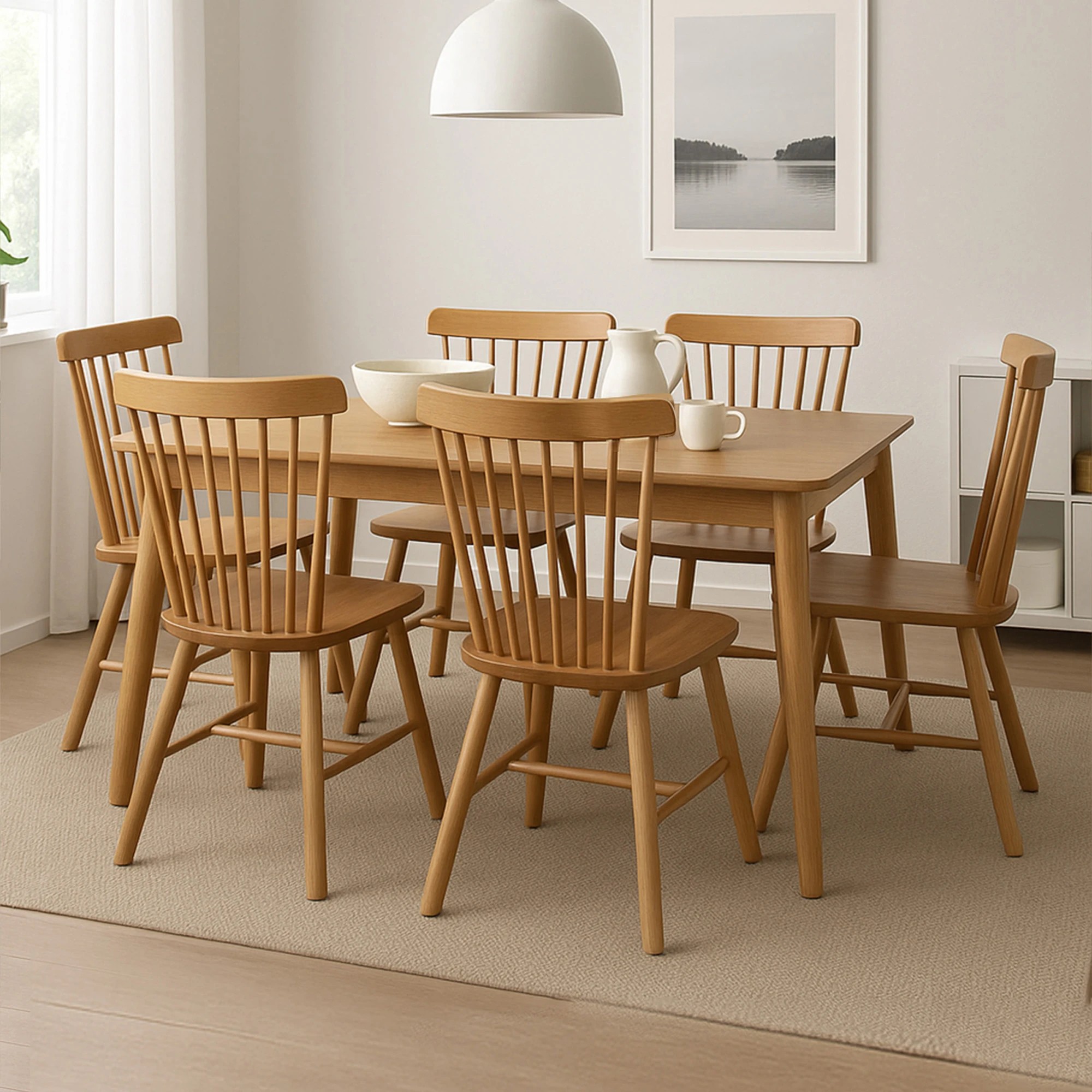 8 Levede 6x Dining Chairs Kitchen Windsor Chair Natural Wood Cafe Lounge Seat Oak, 8 of 9