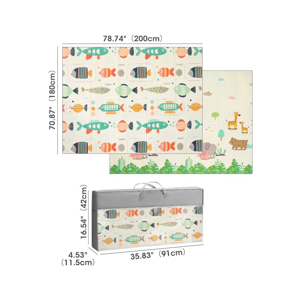 2 Playpals Kids Play Mat Baby Crawling Double Folding Pad XPE Foam Non-slip Carpet - Multi, 2 of 3