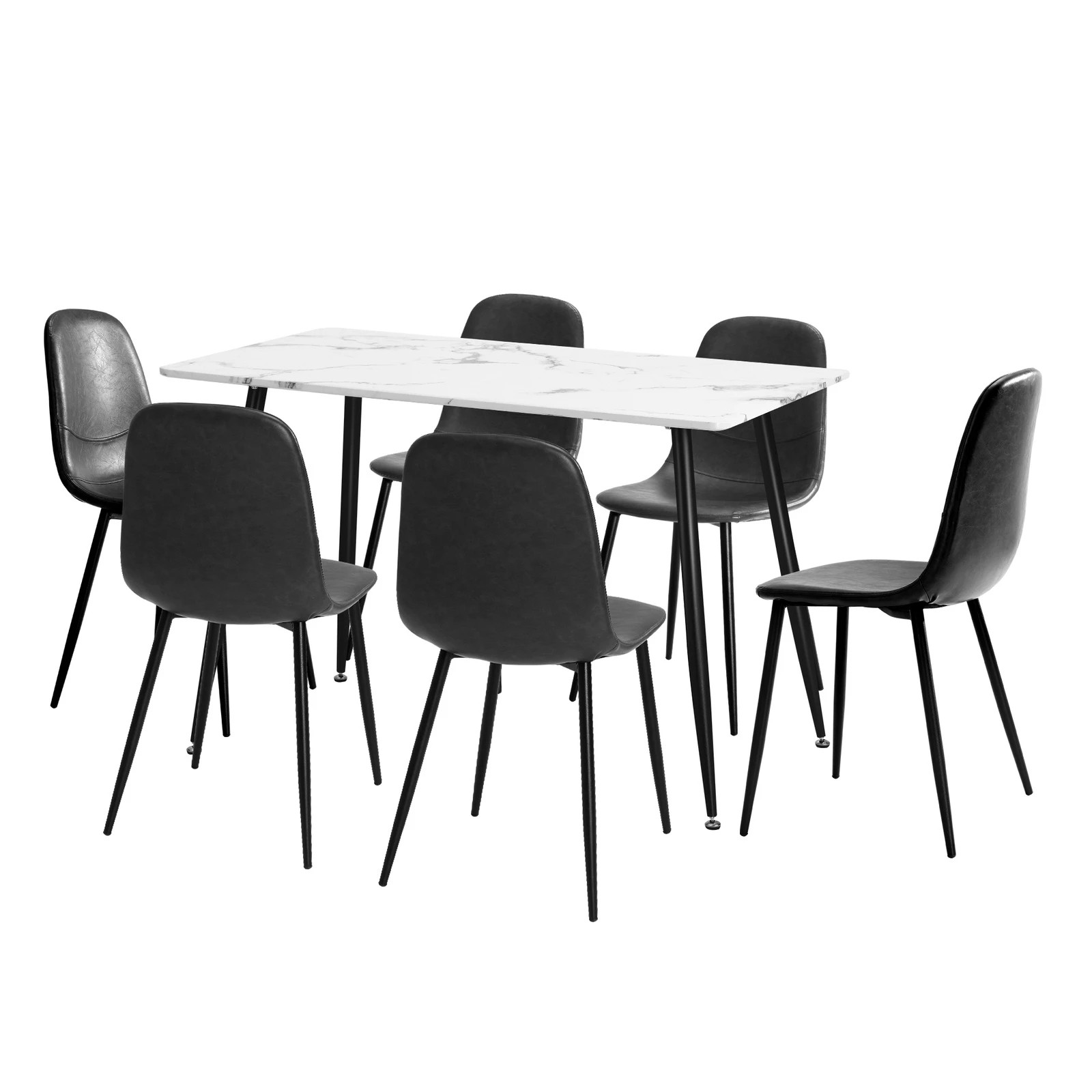 10 Oikiture 120cm Rectangle Dining Table With 6pcs Dining Chairs Pu
 - Multi, 10 of 10
