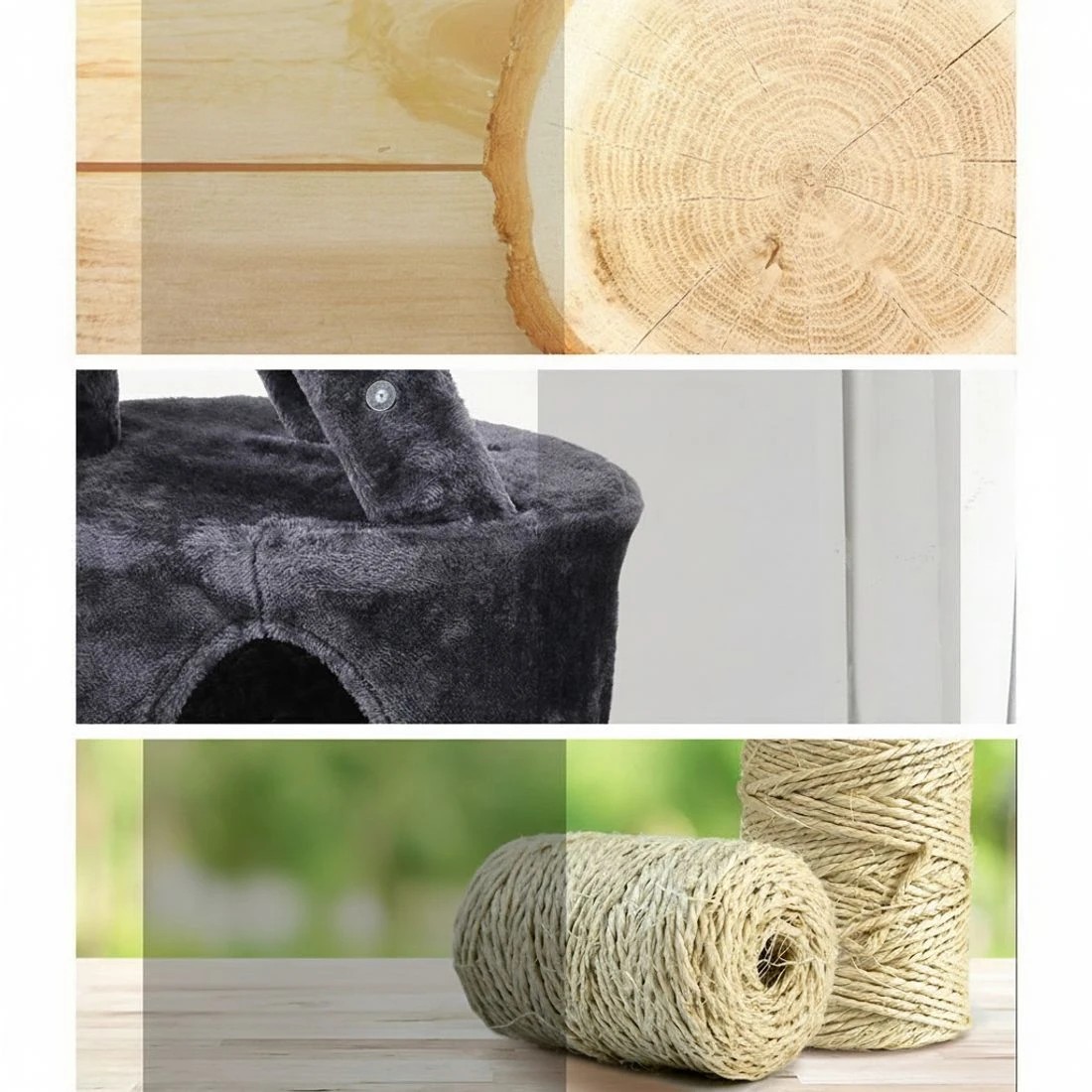 3 i.Pet Cat Tree 120cm Tower Scratching Post Scratcher Wood Condo House Bed Toys - Grey, 3 of 6