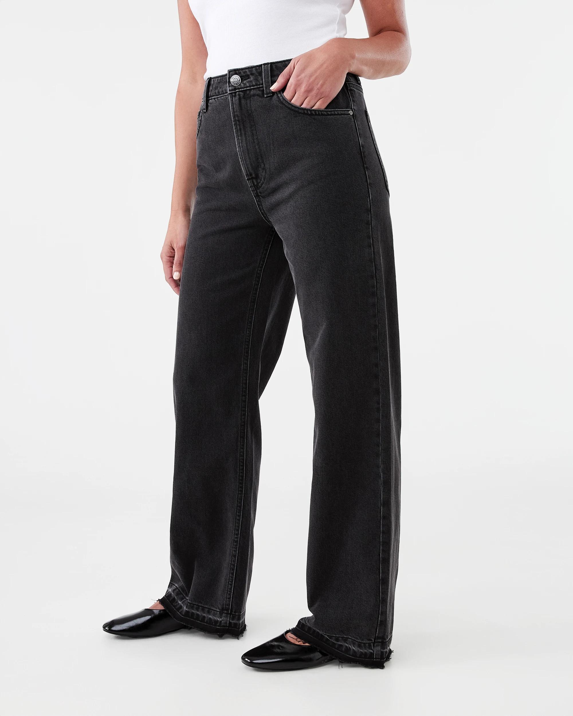 3 Straight Leg Undone Hem Jeans Black Wash, 3 of 9