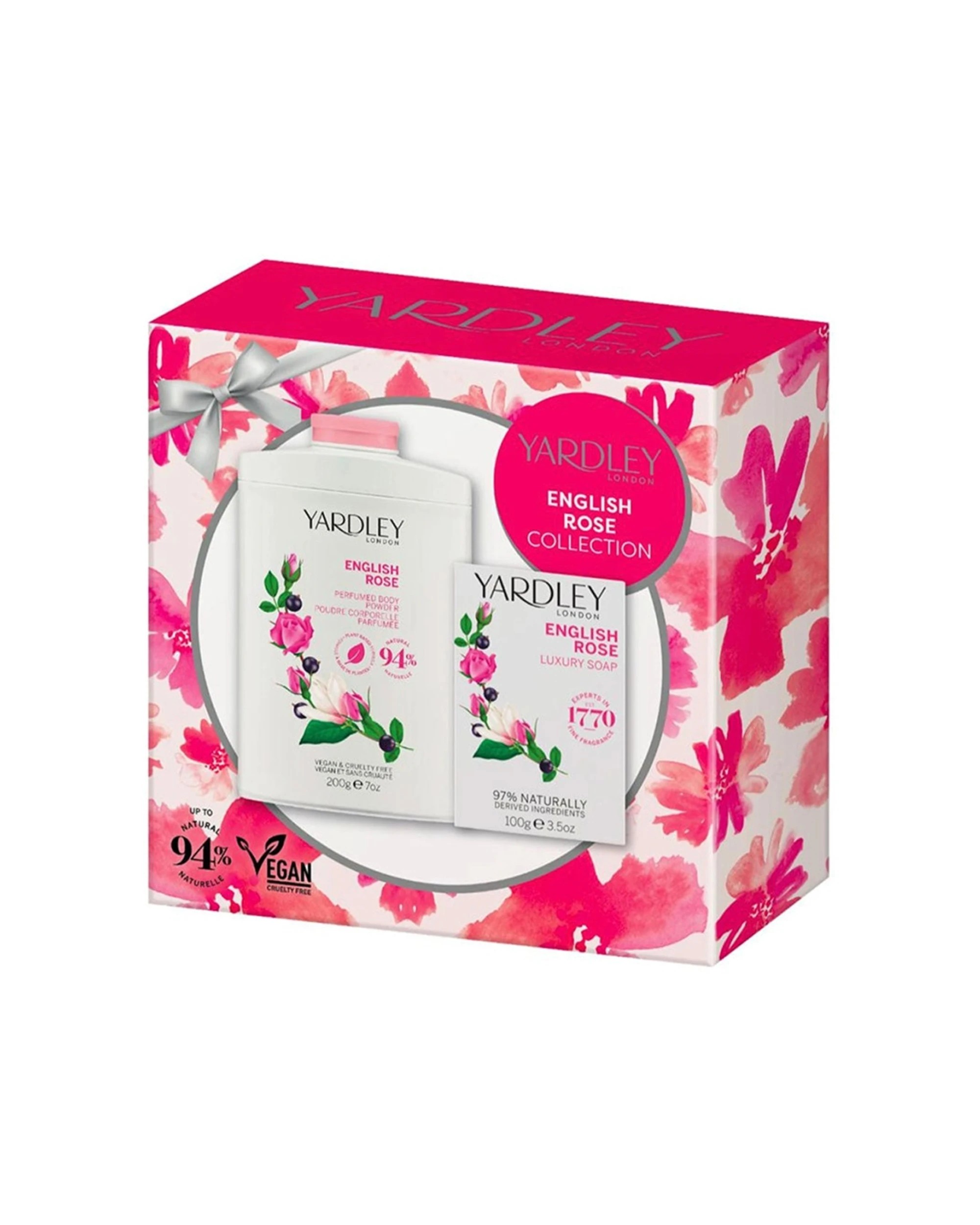 1 Yardley London English Rose 2 Piece Gift Set - Body Powder 200g & Soap 100g, 1 of 1