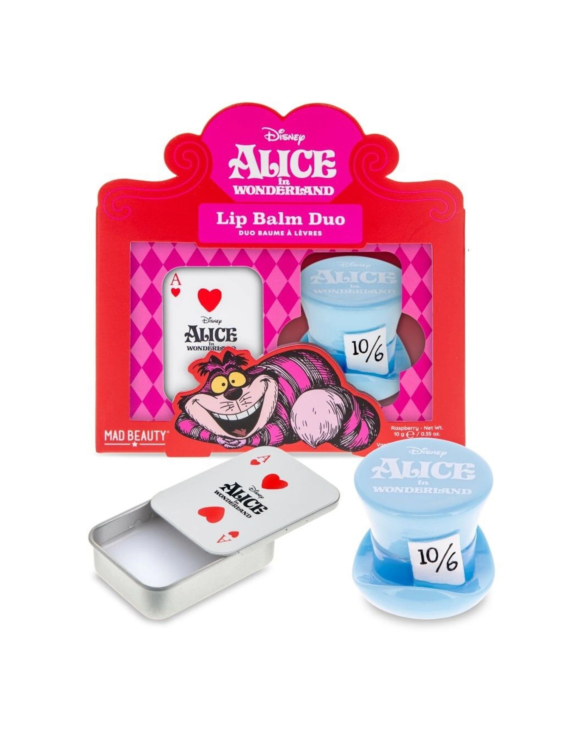5 Disney 2PK Alice In Wonderland Tinned Lip Balm Duo Raspberry Vanilla Moisturising Hydrating Formula - Multi, 5 of 5
