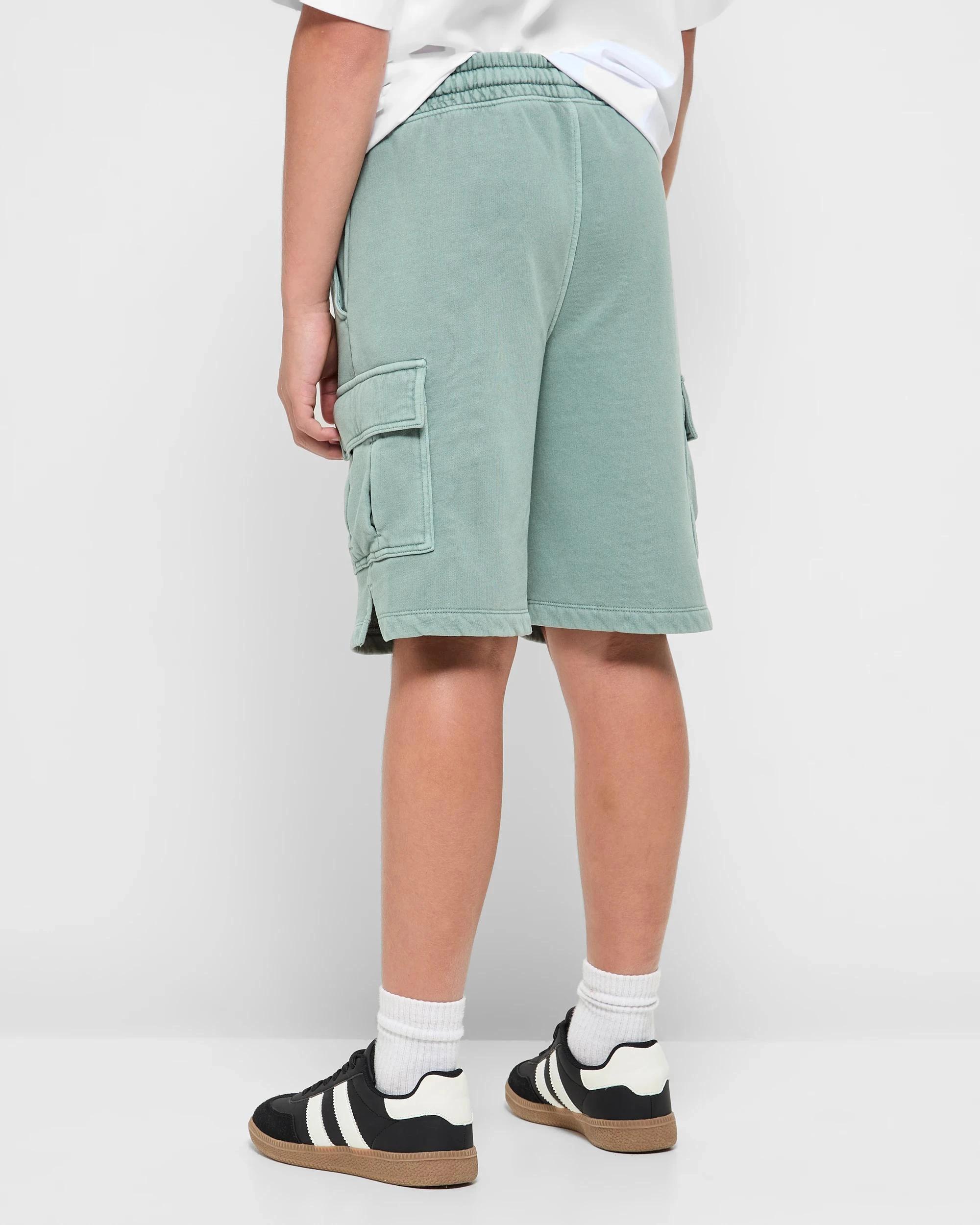 3 Target Washed Fleece Shorts GREEN, 3 of 5