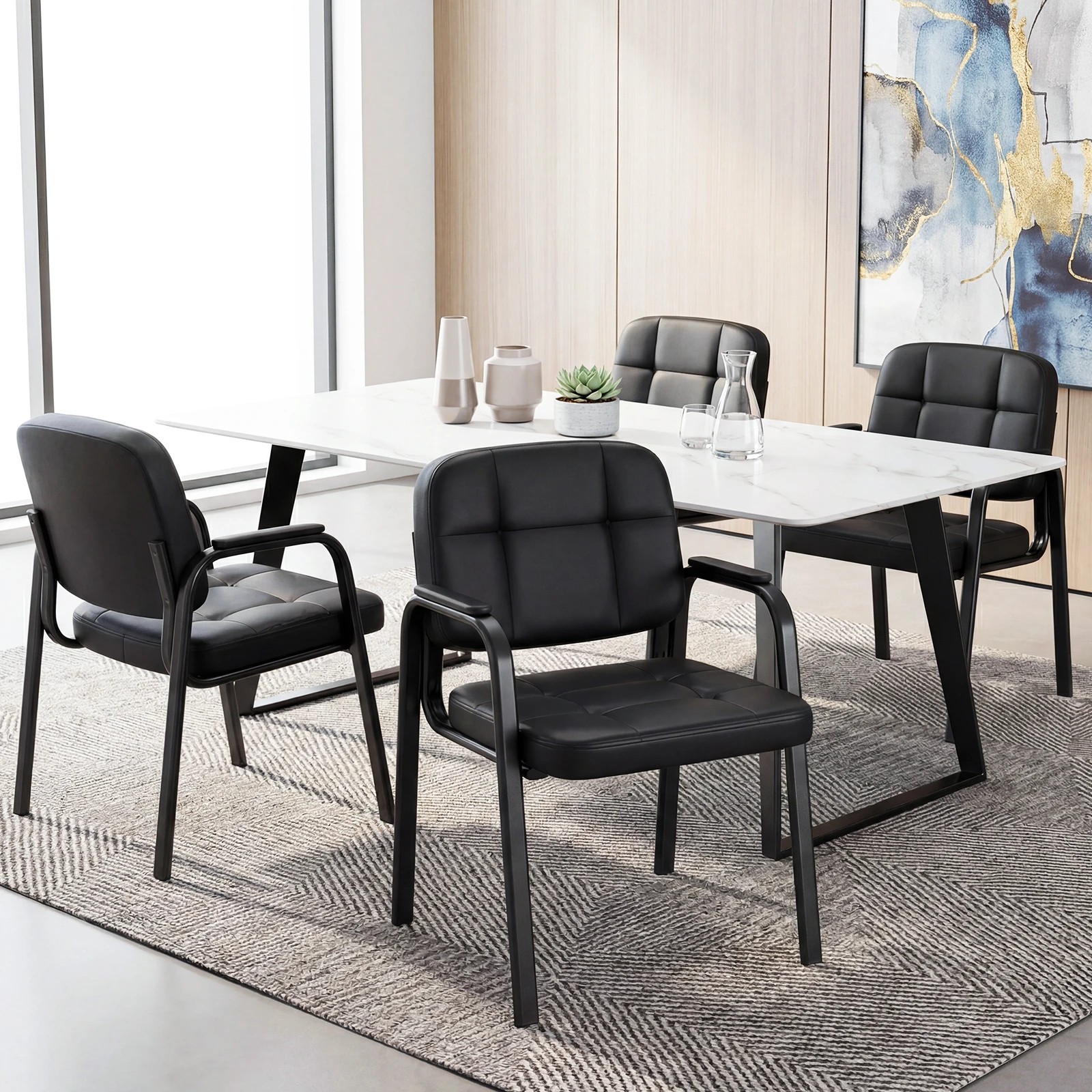 1 Costway 4x Office Chair Conference Room Guest Chairs Dining Chairs Reception Chairs, 1 of 1