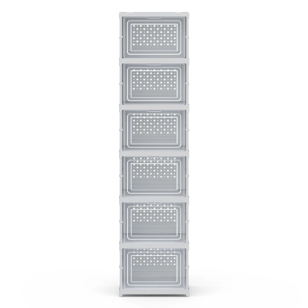 3 Artiss Foldable Shoe Rack Organizer 6 Tier Storage Shelf - White, 3 of 3
