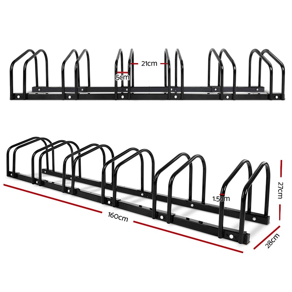 2 Weisshorn 6 Bike Stand Rack Bicycle Storage Floor Parking Holder Cycling - Black, 2 of 9