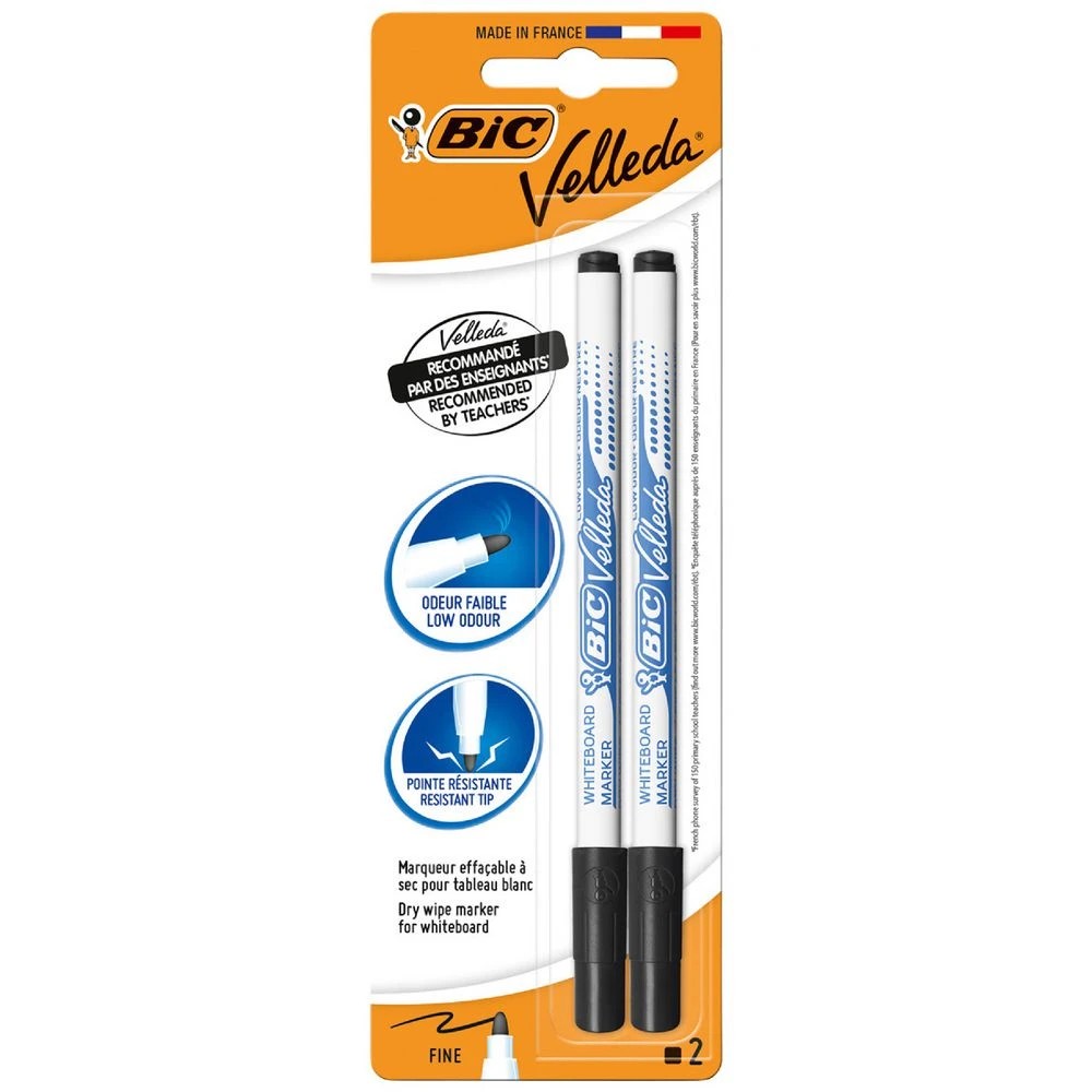 1 BIC Velleda 1721 Whiteboard Markers Black 2 Pack, 1 of 5