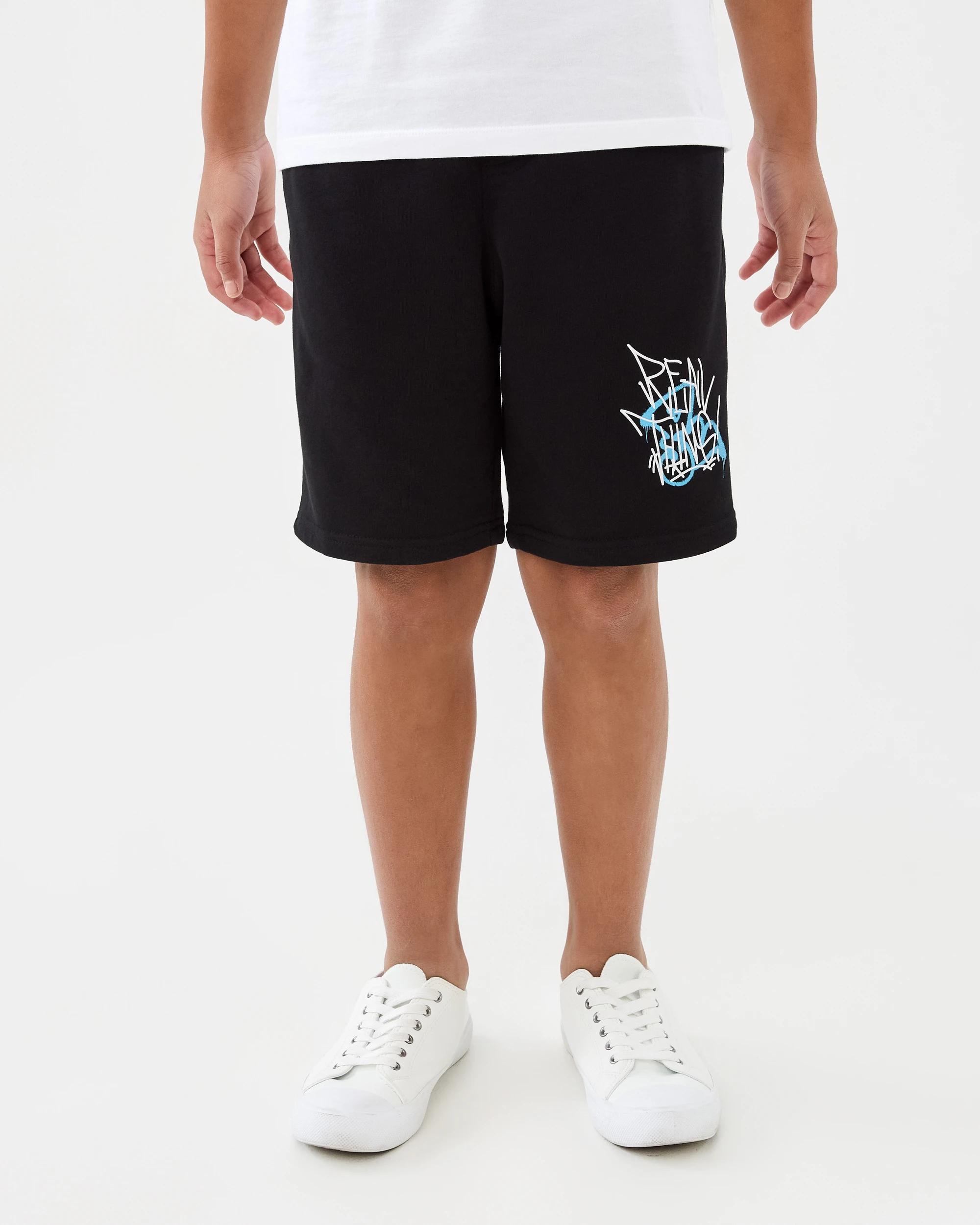 1 Print Knit Shorts Blk Slogan, 1 of 7