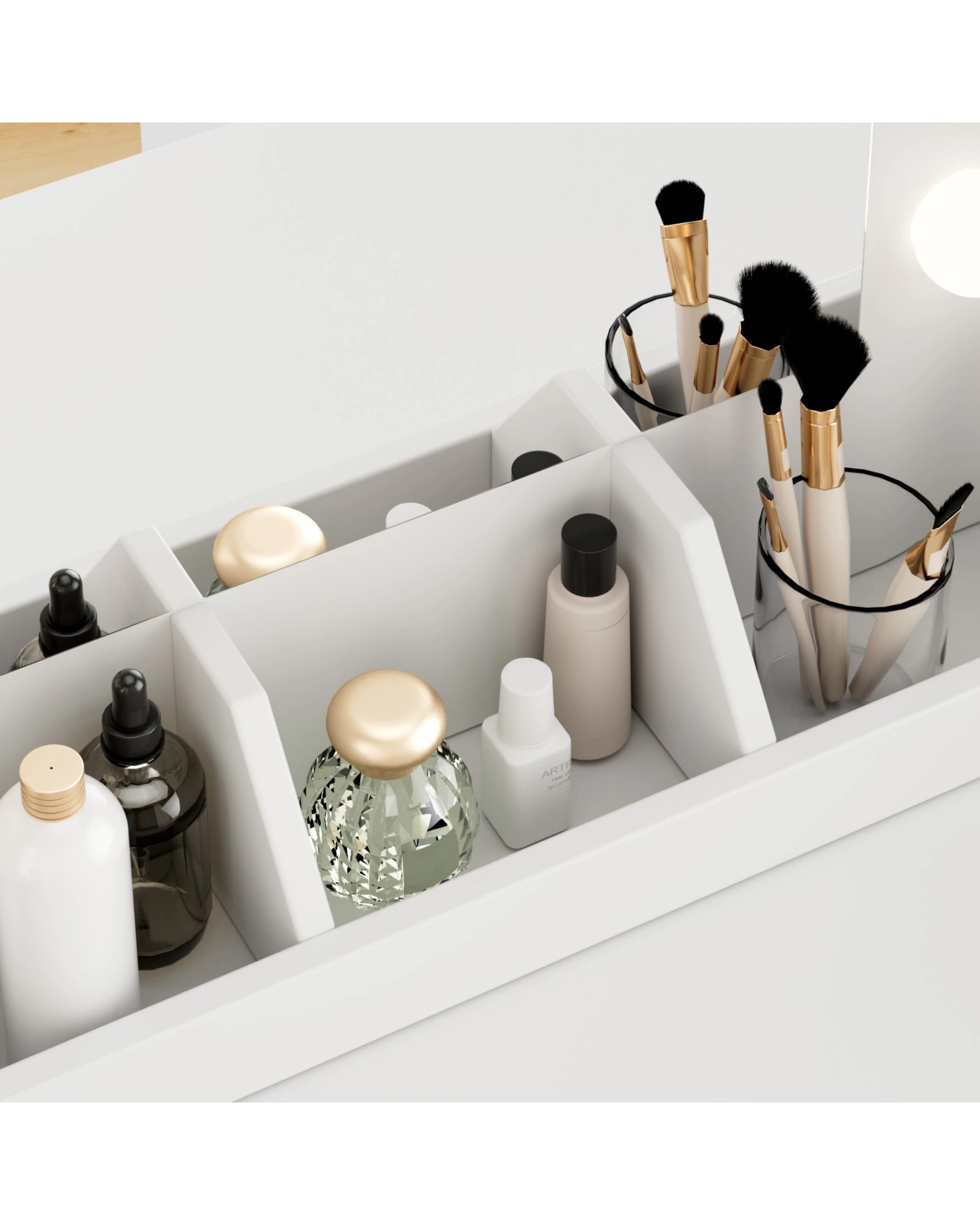 9 Advwin Dressing Table with Mirror and Lights Makeup Vanity Desk Set with Charging Station - White, 9 of 10