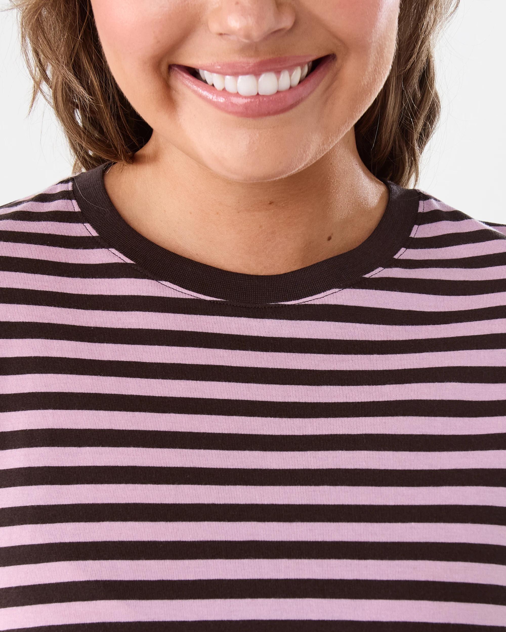 4 Long Sleeve Oversized Boyfriend Print T-shirt Pink Strp, 4 of 5