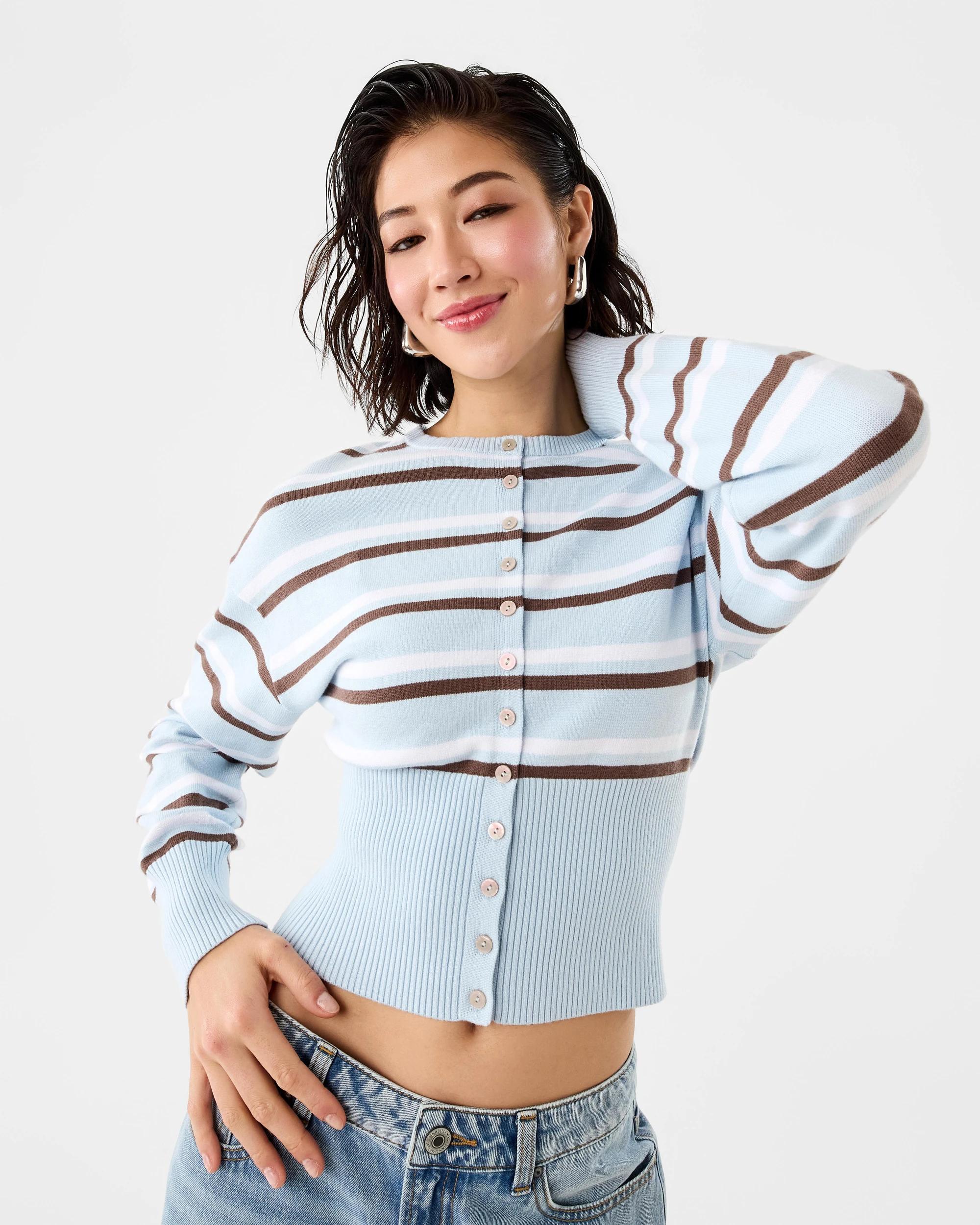 1 Long Sleeve Knit Cardigan Powder Var, 1 of 9
