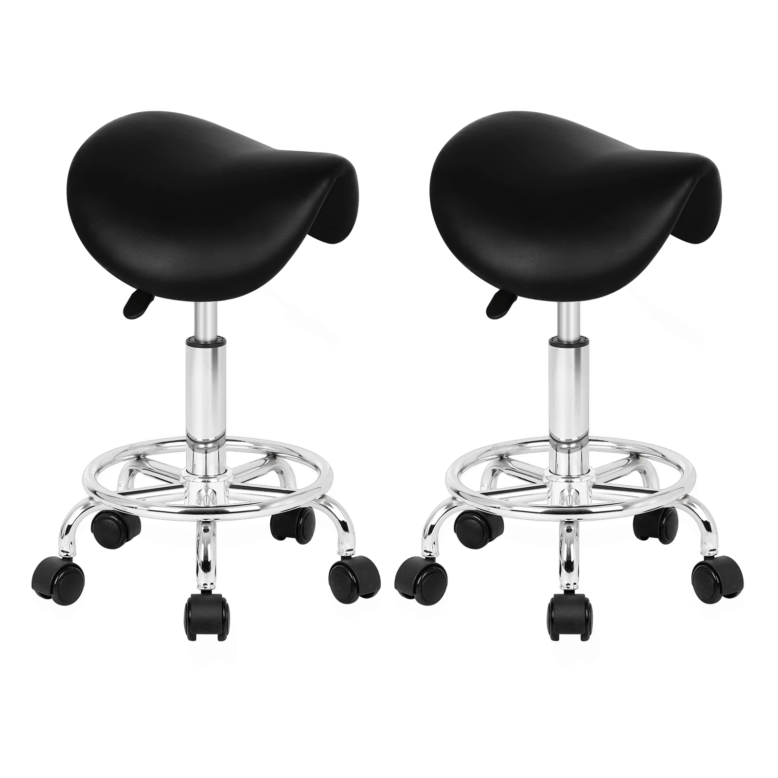1 Alfordson 2x Salon Stool Saddle Swivel Barber Hair Dress Chair Sierra - Black, 1 of 10