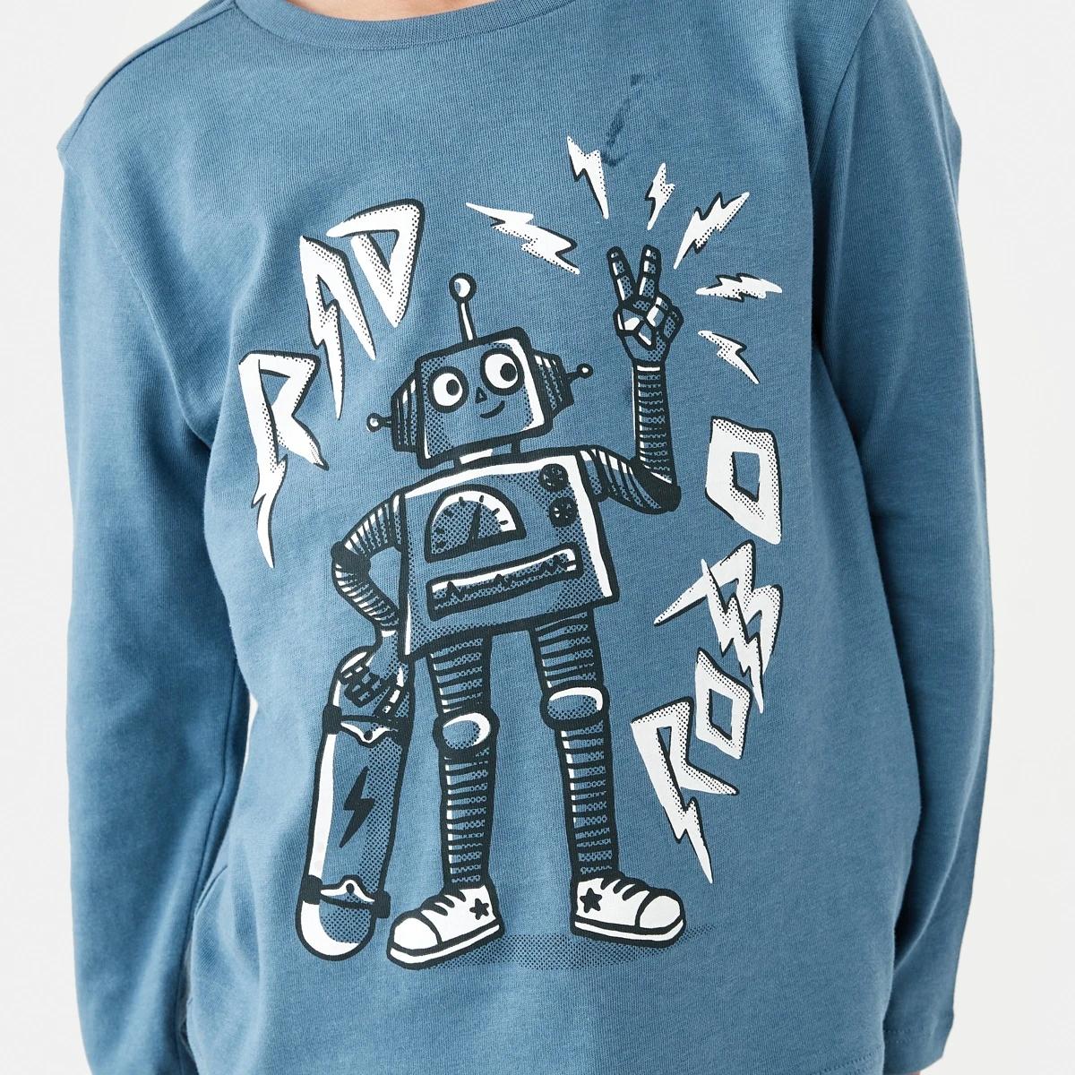 4 Long Sleeve Print T-shirt Blu Robo, 4 of 8