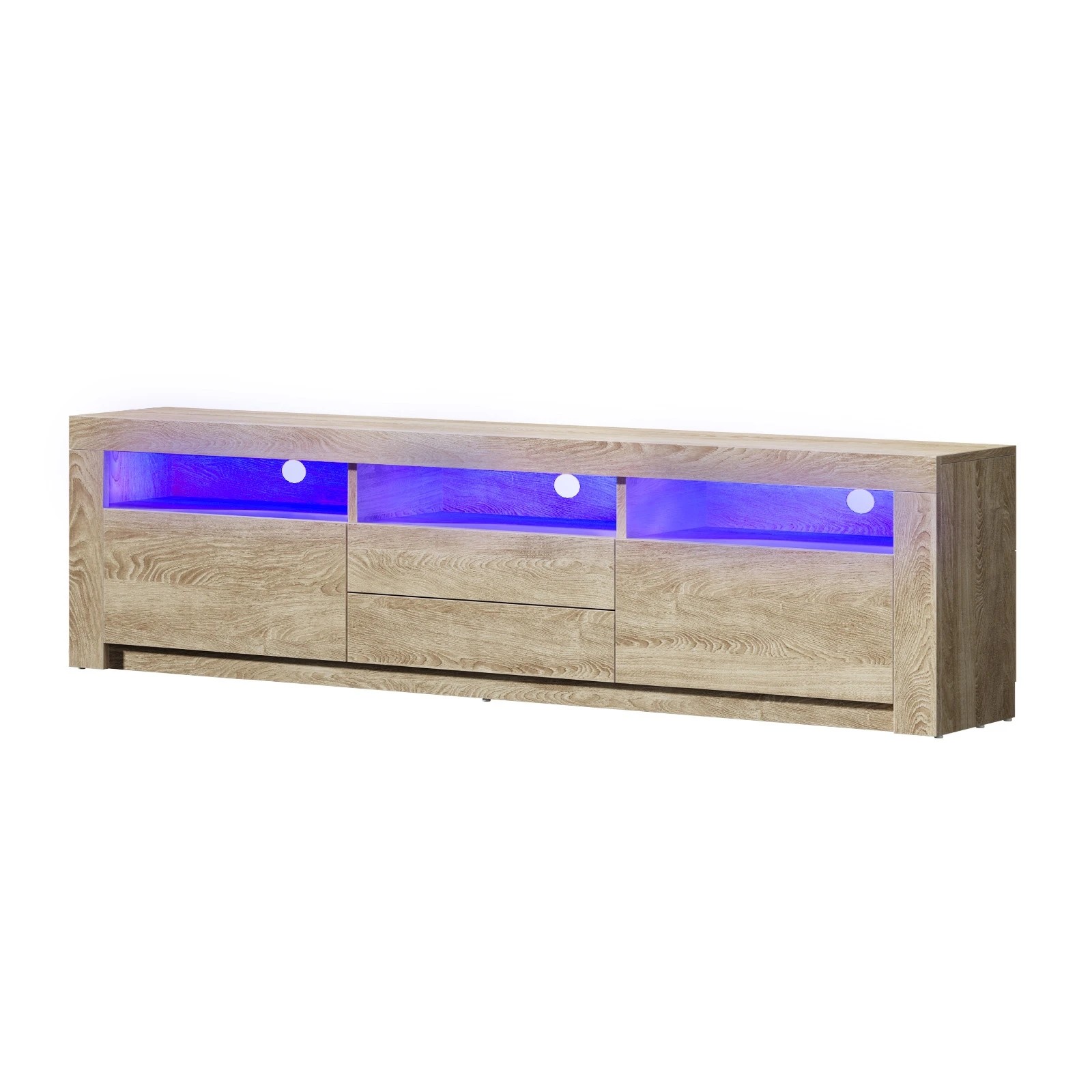 1 Oikiture Entertainment Unit Rgb Led Gloss Black 180cm
 - Natural, 1 of 9