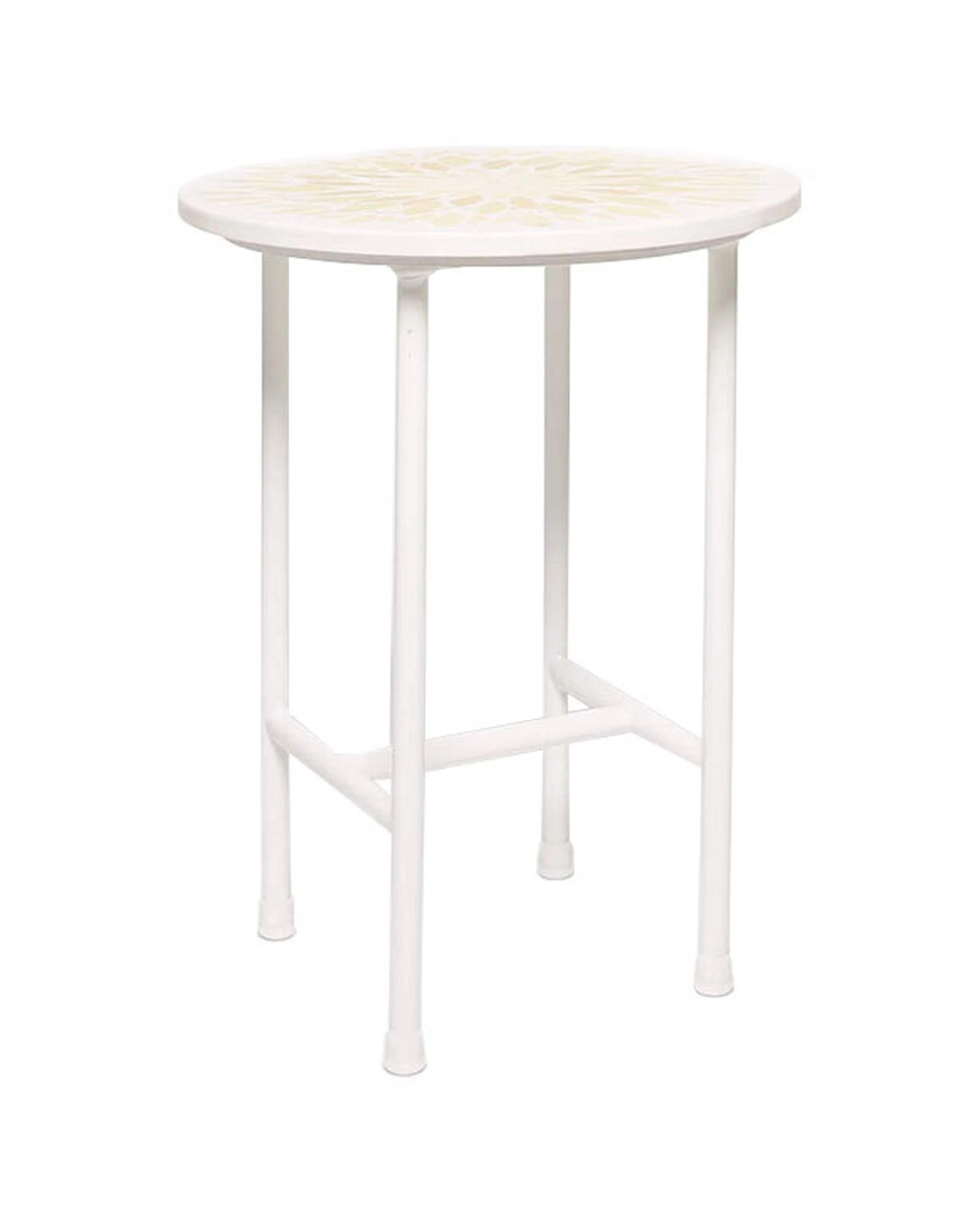1 Rayell Marble Side Table Printed Kaleidoscope Tan 40x50cm - Multi, 1 of 2