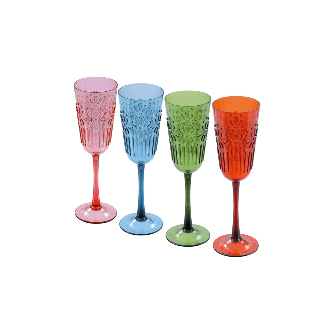 5 Lemon & Lime Floral Deco 320ml Plastic Champagne Glass Goblet Stemware Assorted
 - Multi, 5 of 5