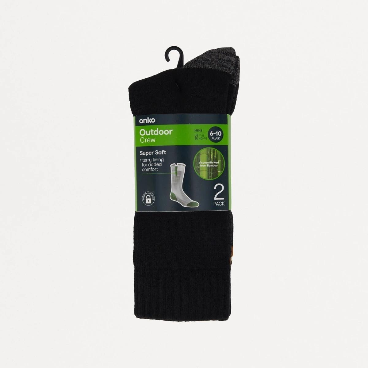 3 2 Pack Bamboo Crew Socks BLACK, 3 of 3