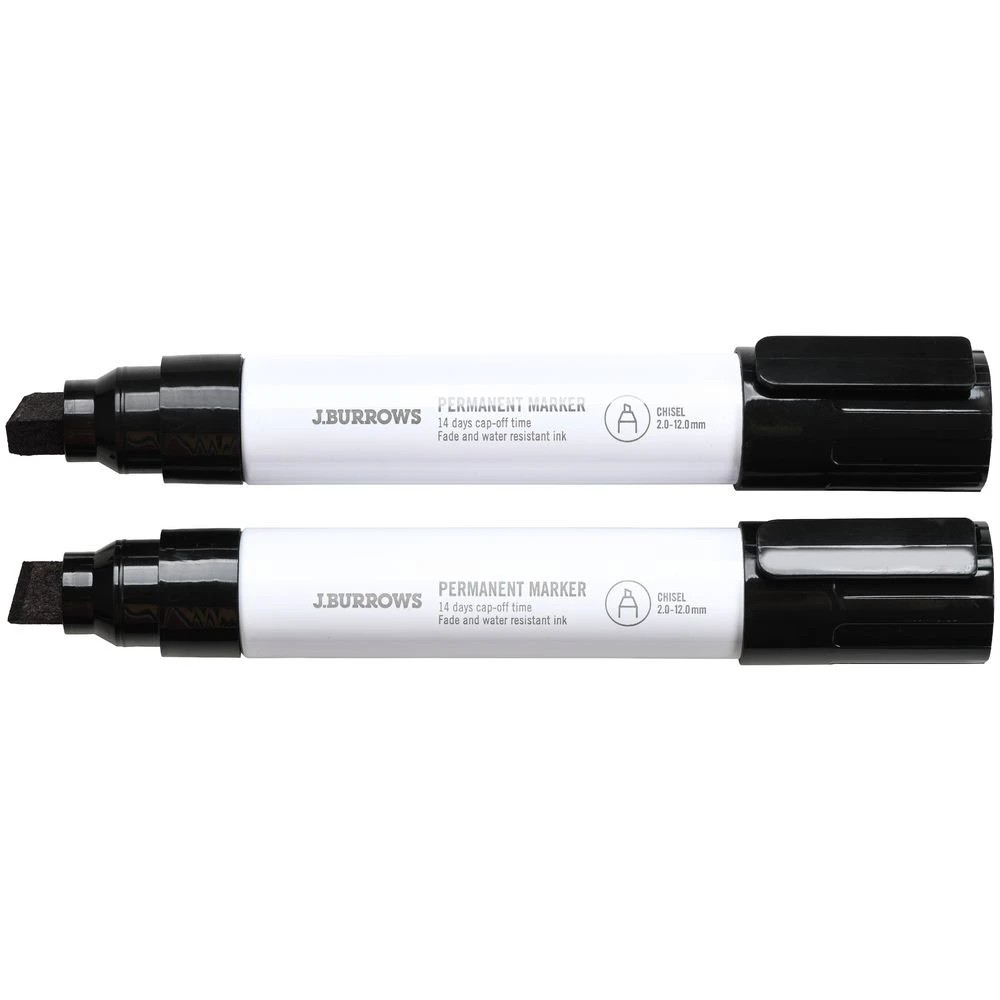 2 J.Burrows Jumbo Metal Permanent Markers Chisel Black 2 Pack, 2 of 3