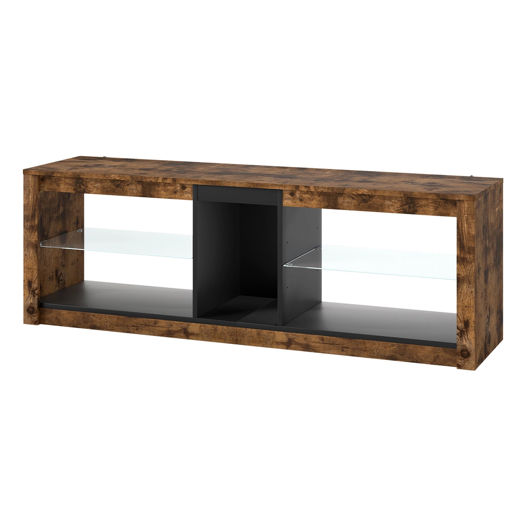 1 Levede TV Unit Stand Cabinet  with LED Lights 140cm - Brown, 1 of 10
