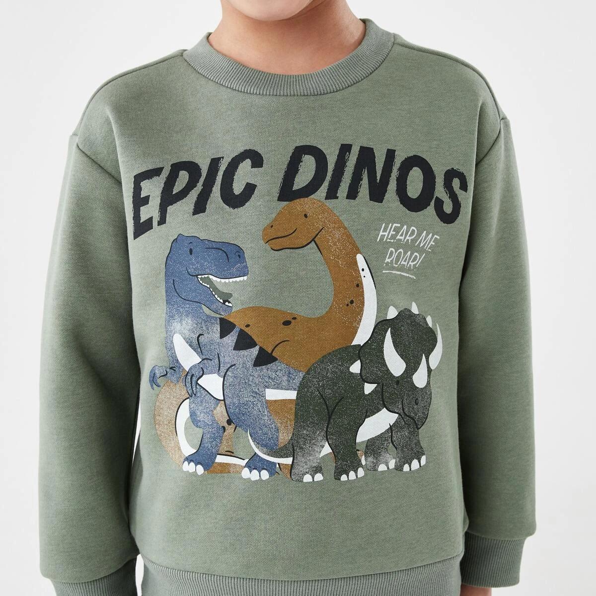 4 Print Crew Neck Sweatshirt Grn Dino, 4 of 6