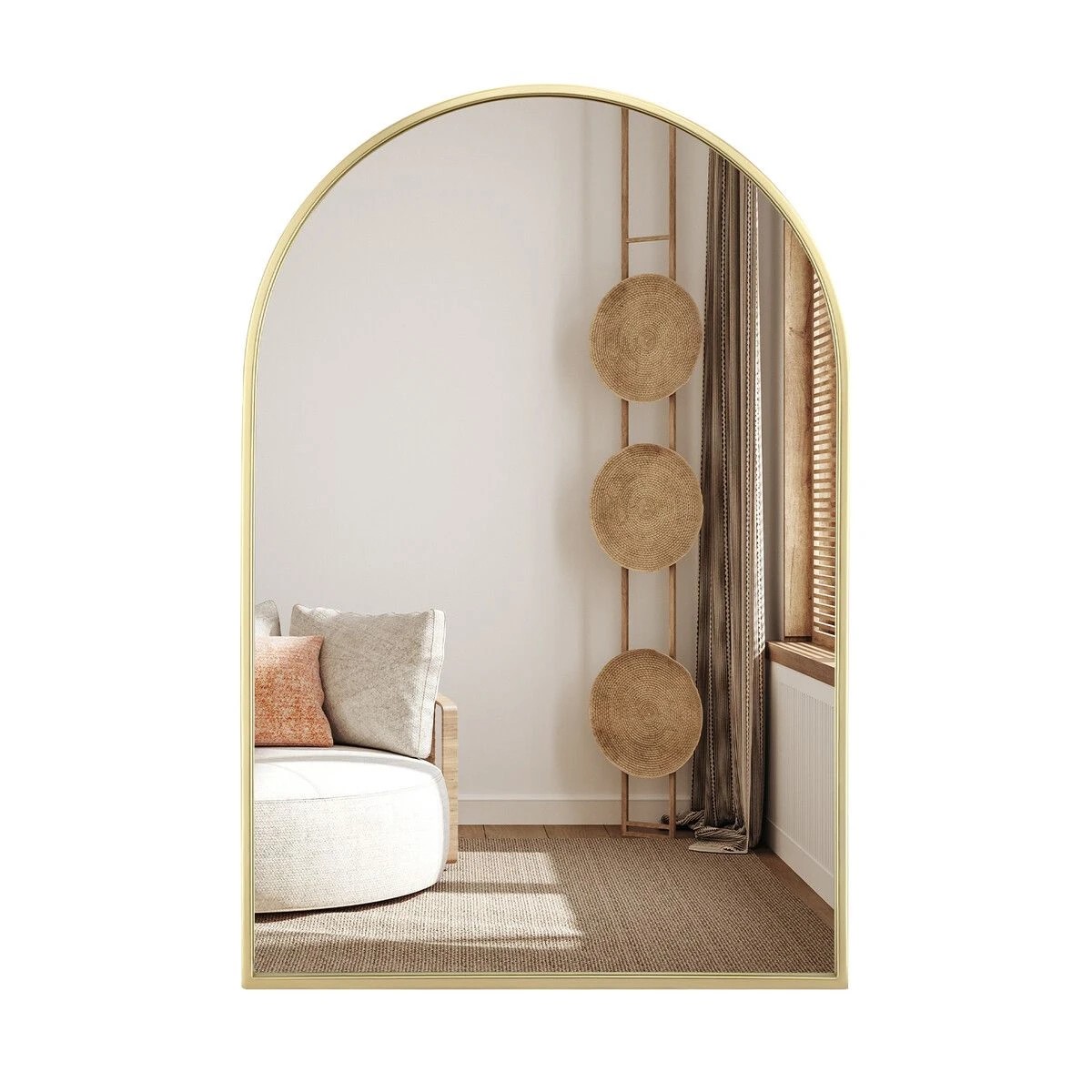 2 LUXSUITE Large Gold Framed Arch Mirror, 2 of 7