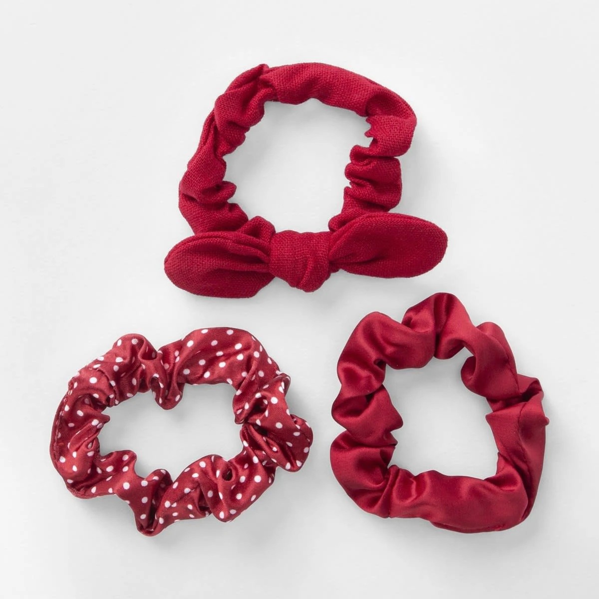 1 3 Pack Hair Scrunchies - Red, 1 of 4
