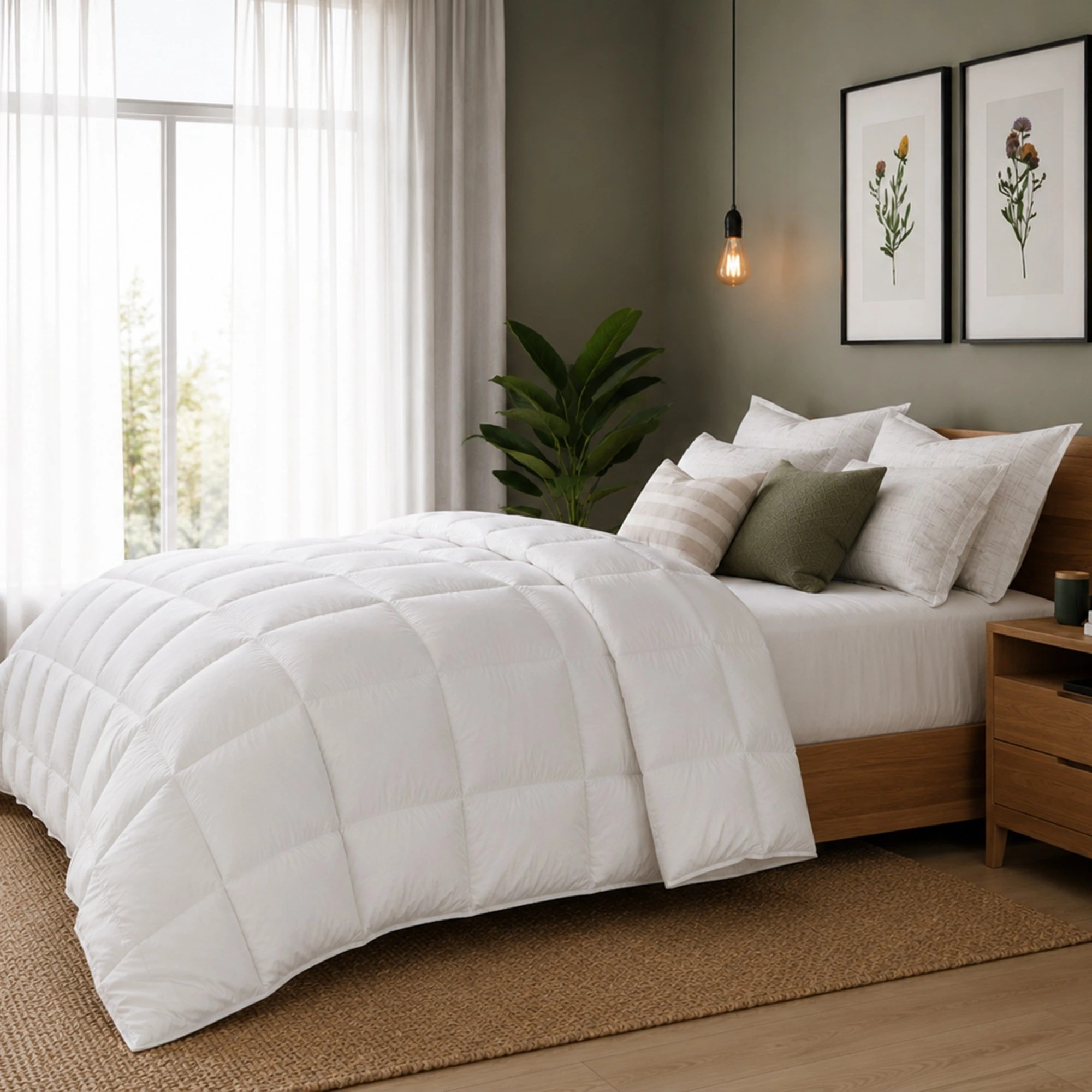 3 Royal Comfort 800GSM Wool Blend All Seasons Quilt 60% Wool Cotton Cover - King Bed - White, 3 of 4