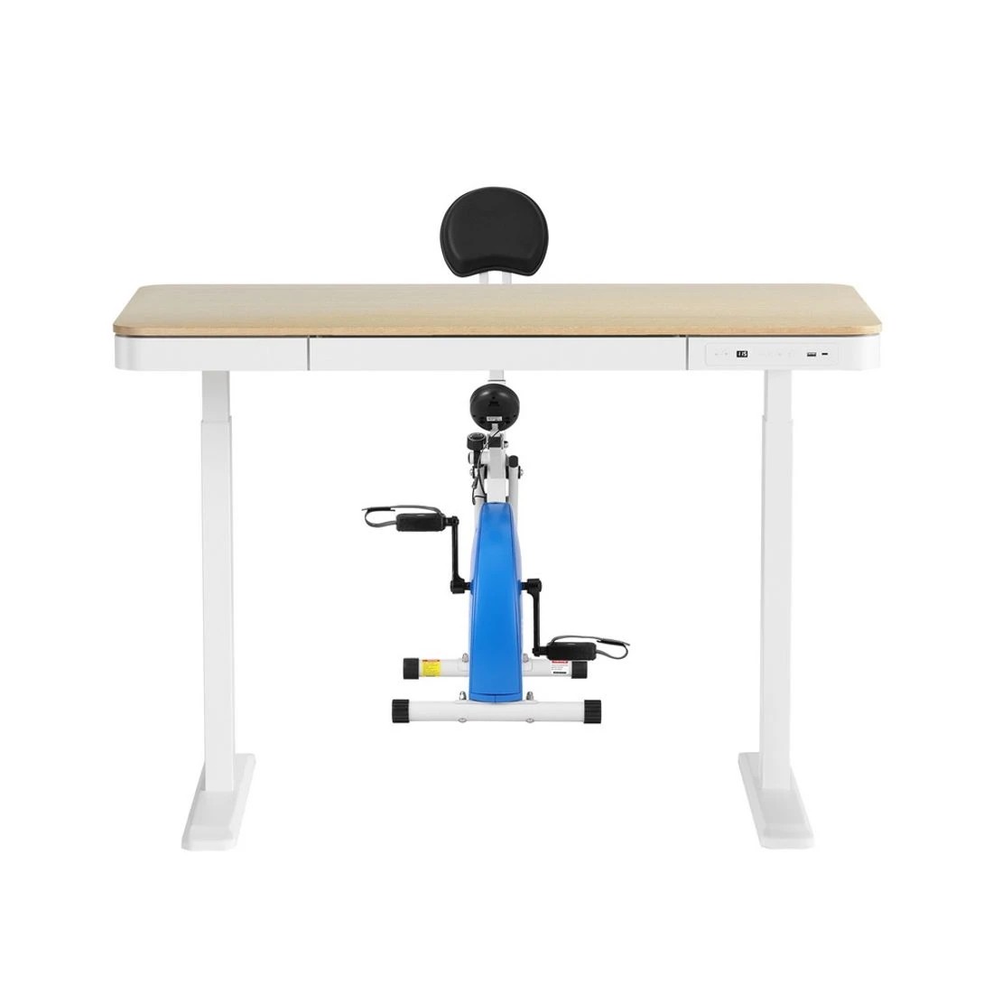 3 Artiss Under Desk Exercise Bike with 120cm Automatic Standing Desk Magnetic Resistance Oak - Multi, 3 of 7