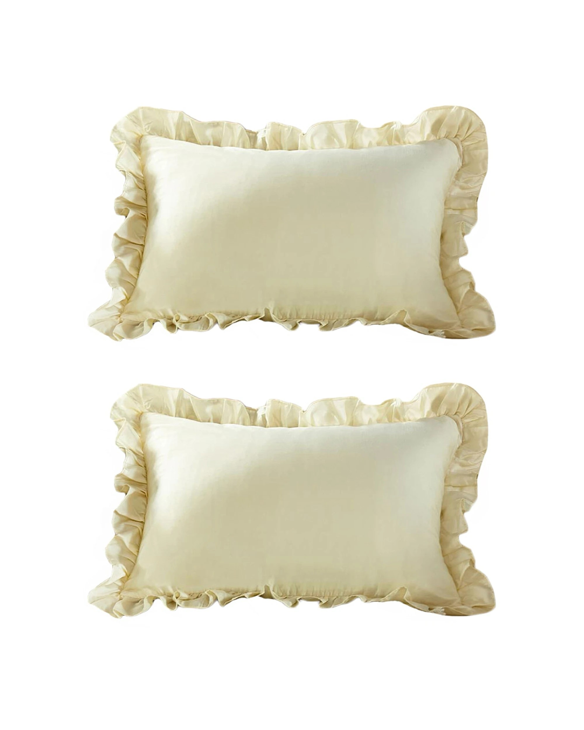1 Cotton More 2pc 800TC Long Staple Cotton Satin Silk Feel Kids Pillowcases 42x60cm - Natural, 1 of 5
